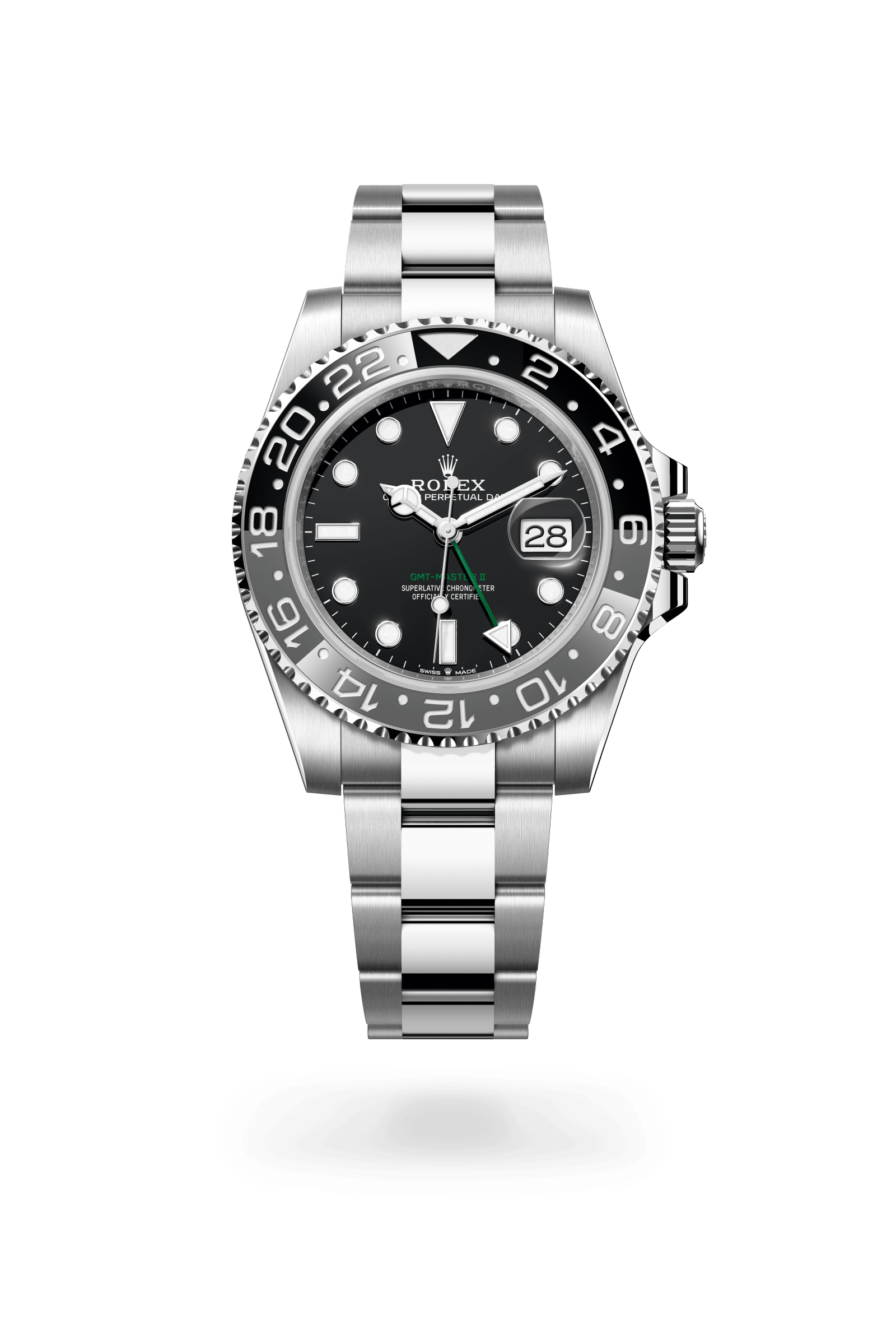 Rolex Oyster Perpetual GMT-Master II, 40 mm, Oystersteel, Oystersteel, Black lacquer with 'GMT-Master II' inscription in green dial 126710GRNR-0004