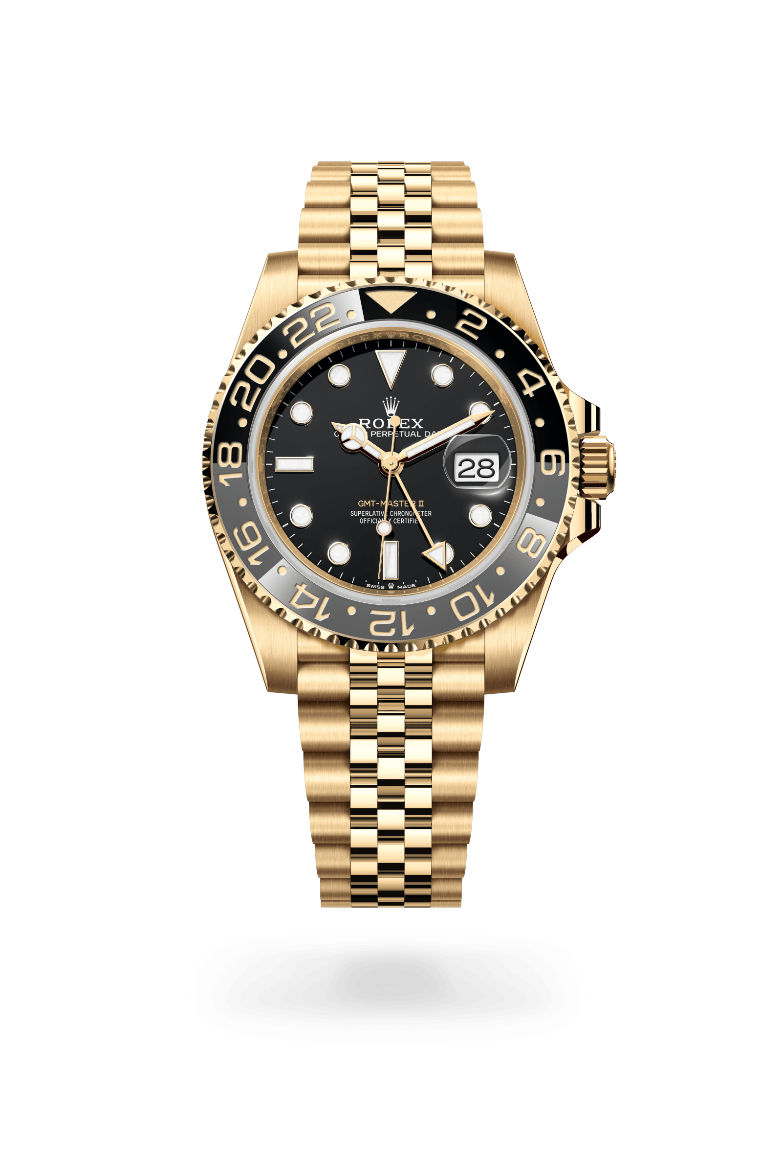 Rolex Oyster Perpetual GMT-Master II, 40 mm, 18 kt yellow gold, 18 kt yellow gold, Black dial 126718GRNR-0001
