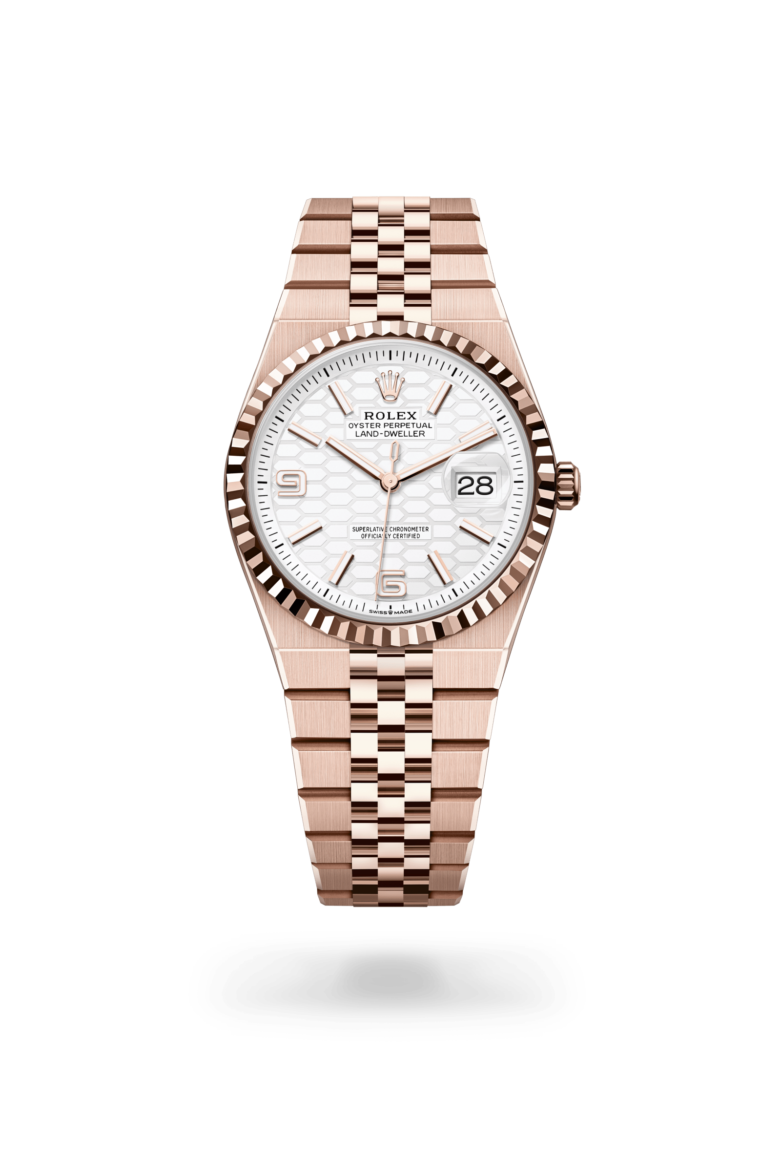 Rolex Land-Dweller 36, 18 kt Everose gold, Intense white dial 127235-0001