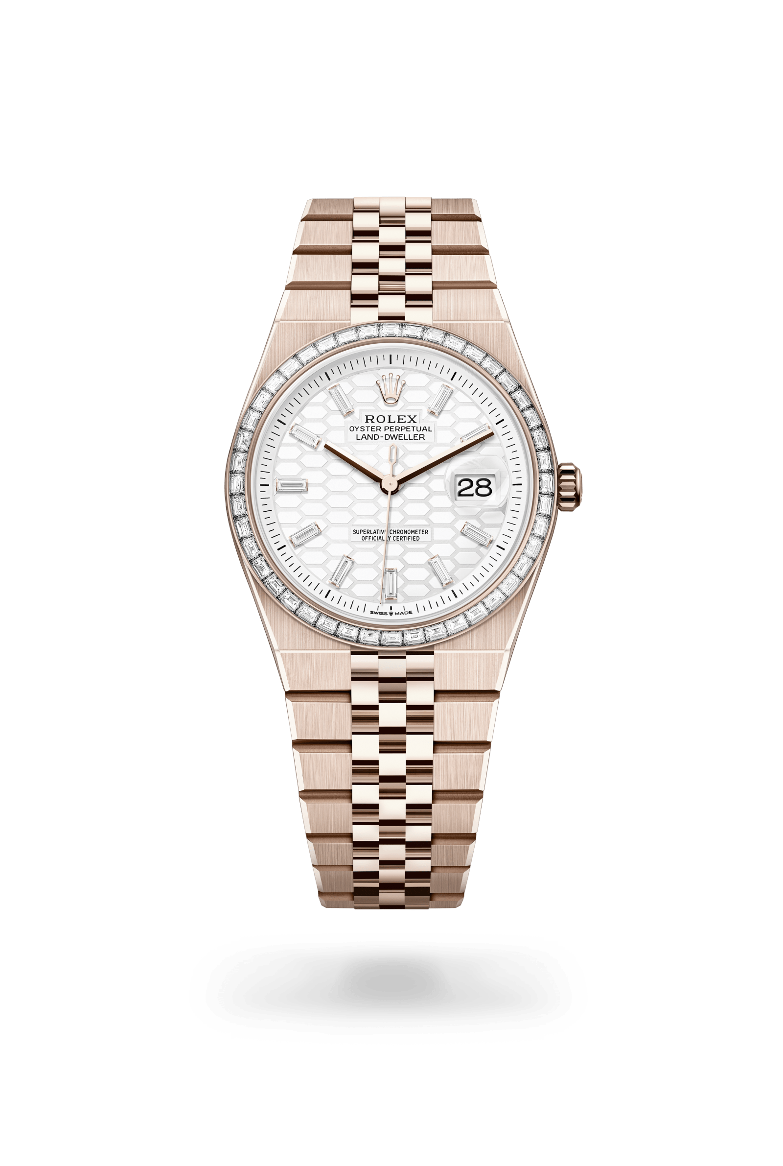 Rolex Land-Dweller 36, 18 kt Everose gold, Intense white dial 127285TBR-0002