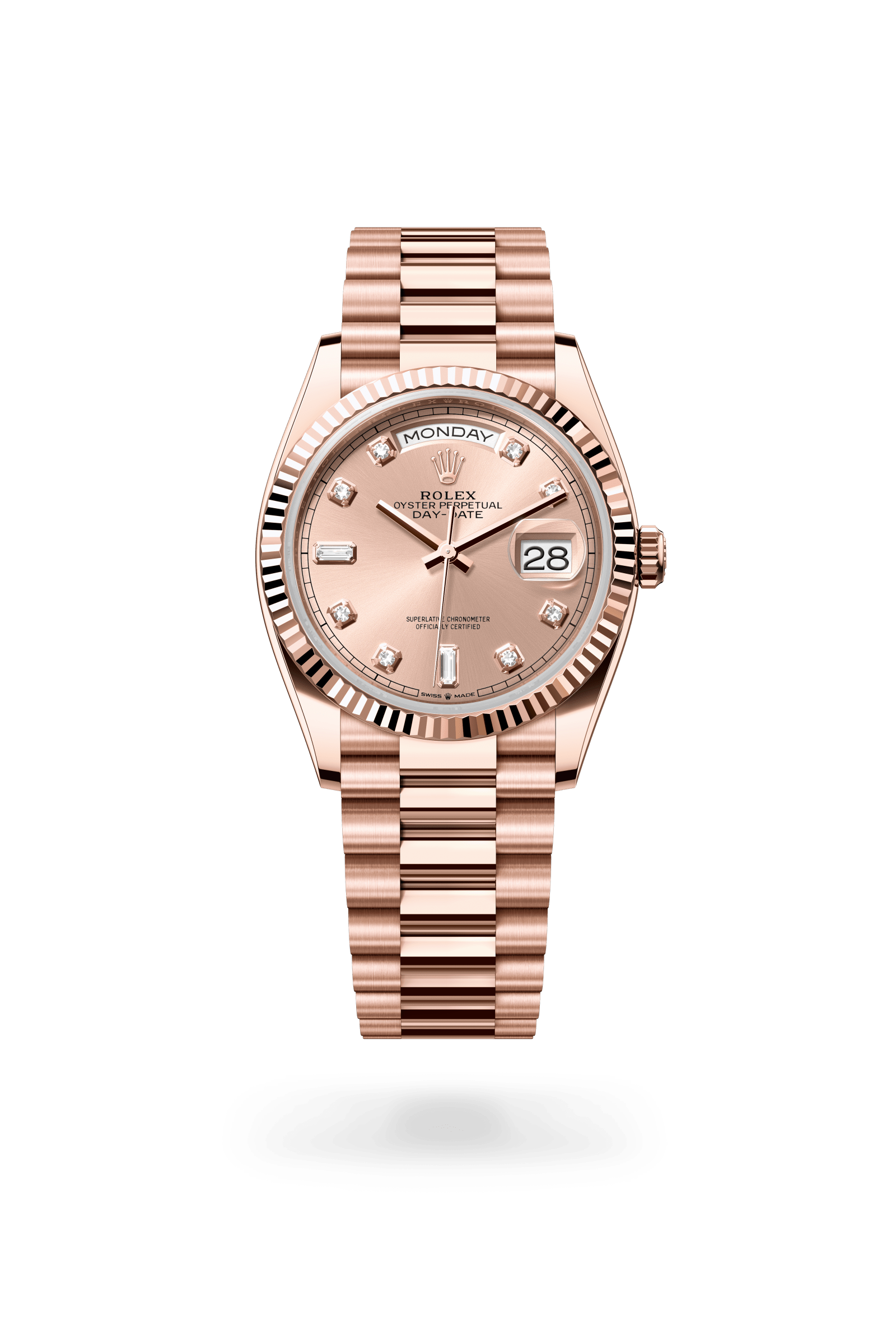 Rolex Oyster Perpetual Day-Date 36, 18 kt Everose gold, Rosé-colour dial 128235-0009