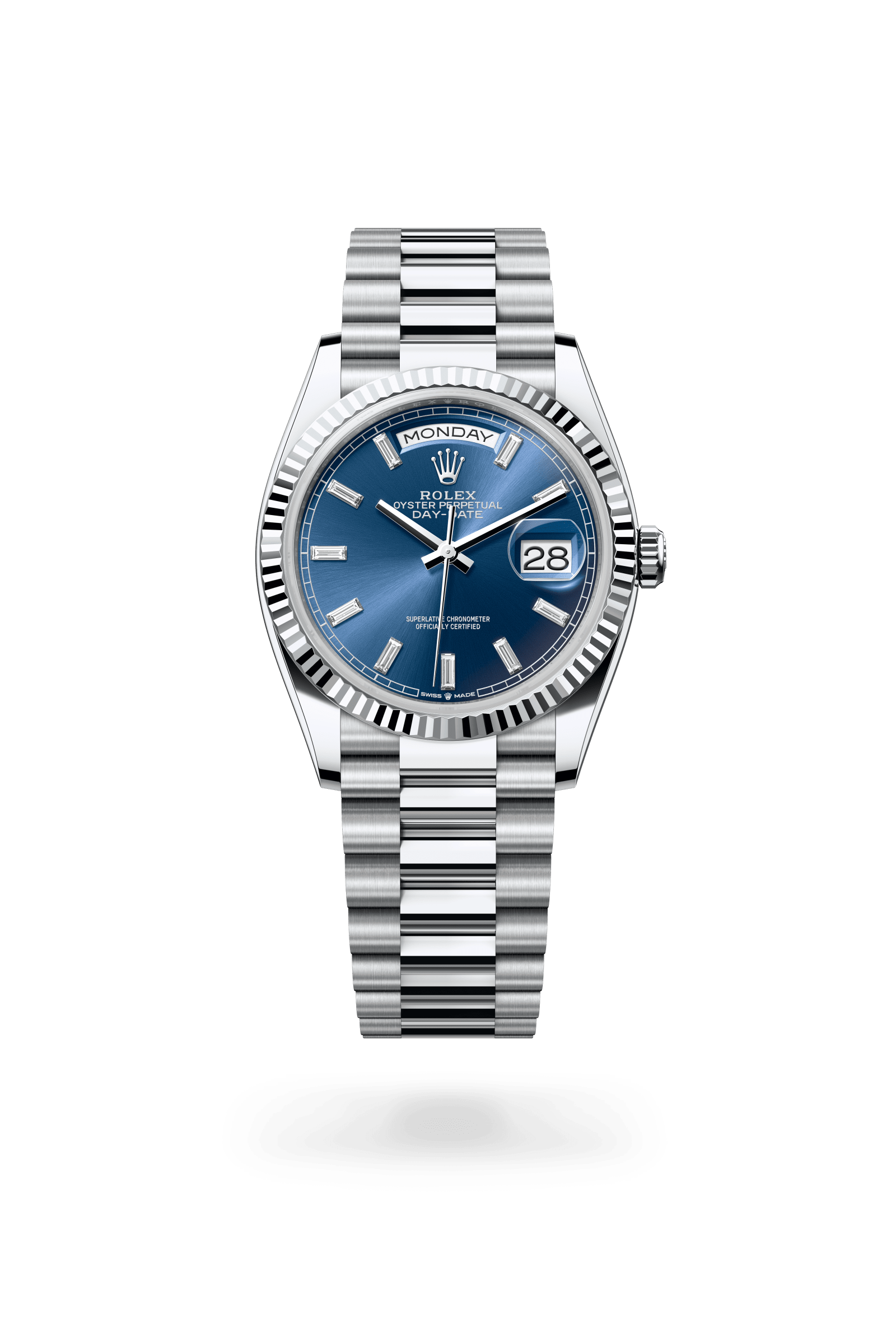 Rolex Oyster Perpetual Day-Date 36, Platinum, Bright blue dial 128236-0023