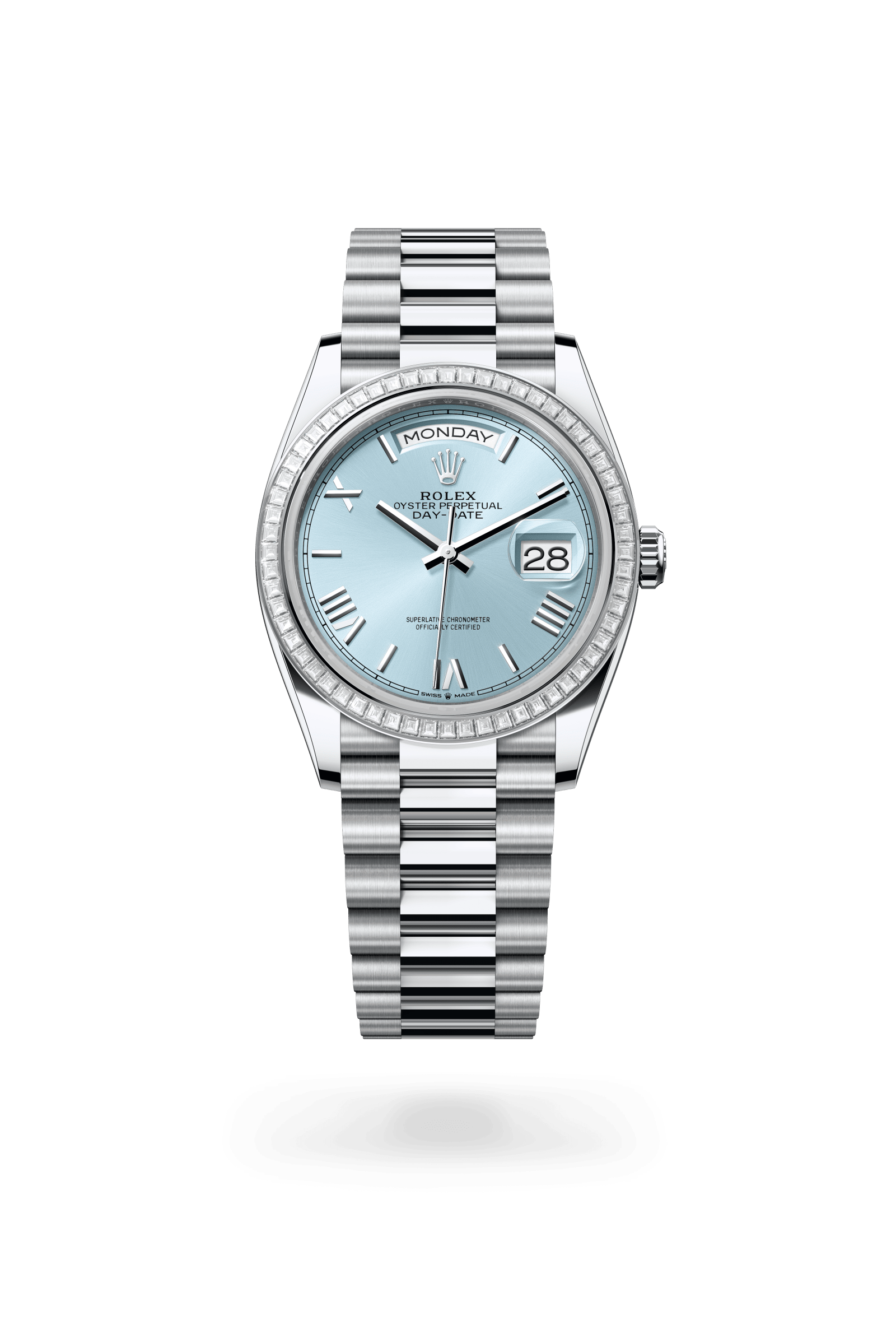 Rolex Oyster Perpetual Day-Date 36, Platinum, Ice blue dial 128396TBR-0019