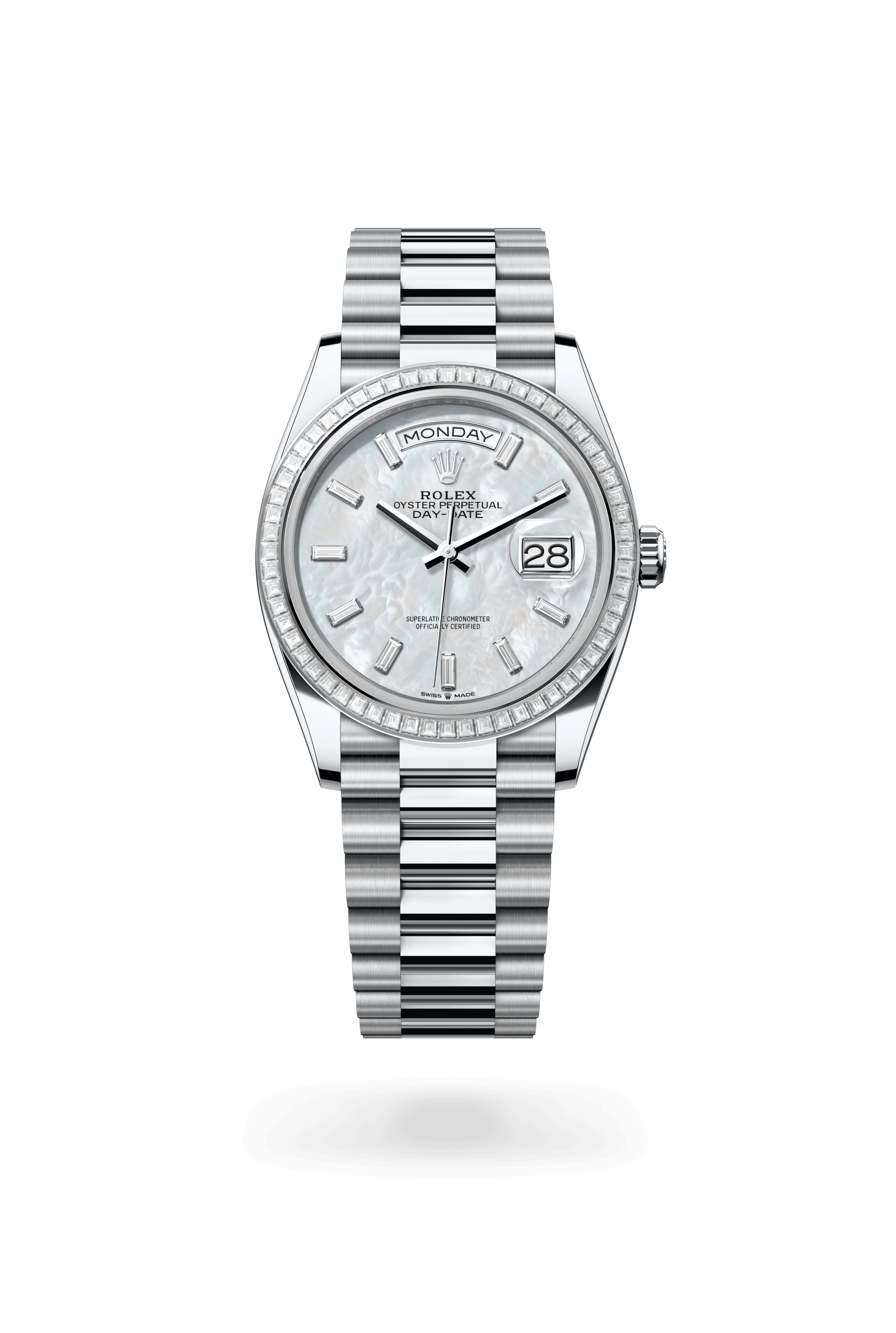 Rolex Oyster Perpetual Day-Date 36, Platinum, White mother-of-pearl dial 128396TBR-0022