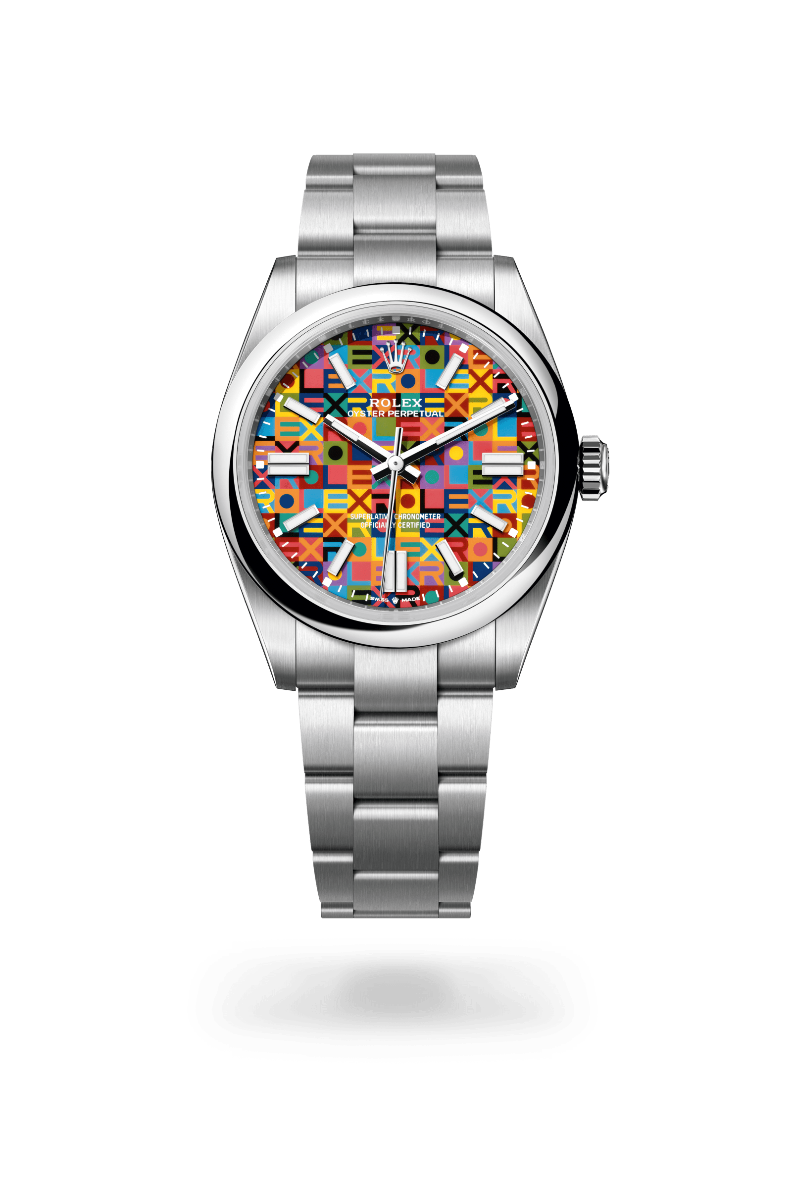 Rolex Oyster Perpetual 41, Oystersteel, Multicoloured with Jubilee motif dial 134300-0010
