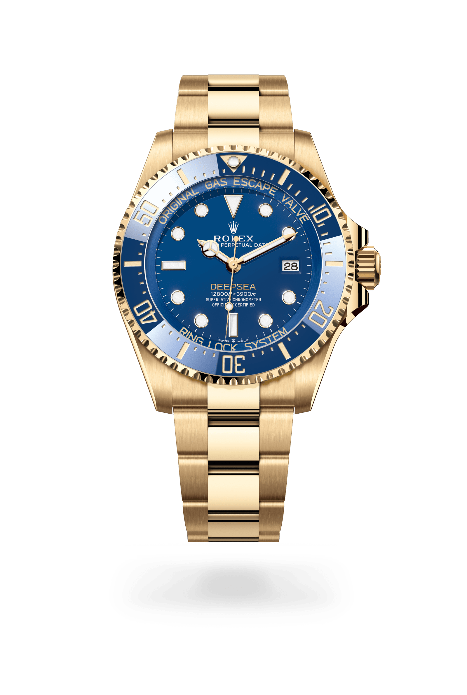 Oyster Perpetual Rolex Deepsea, 44 mm, yellow gold, 18 kt yellow gold, Blue lacquer with DEEPSEA text in powdered yellow dial 136668lb-0001