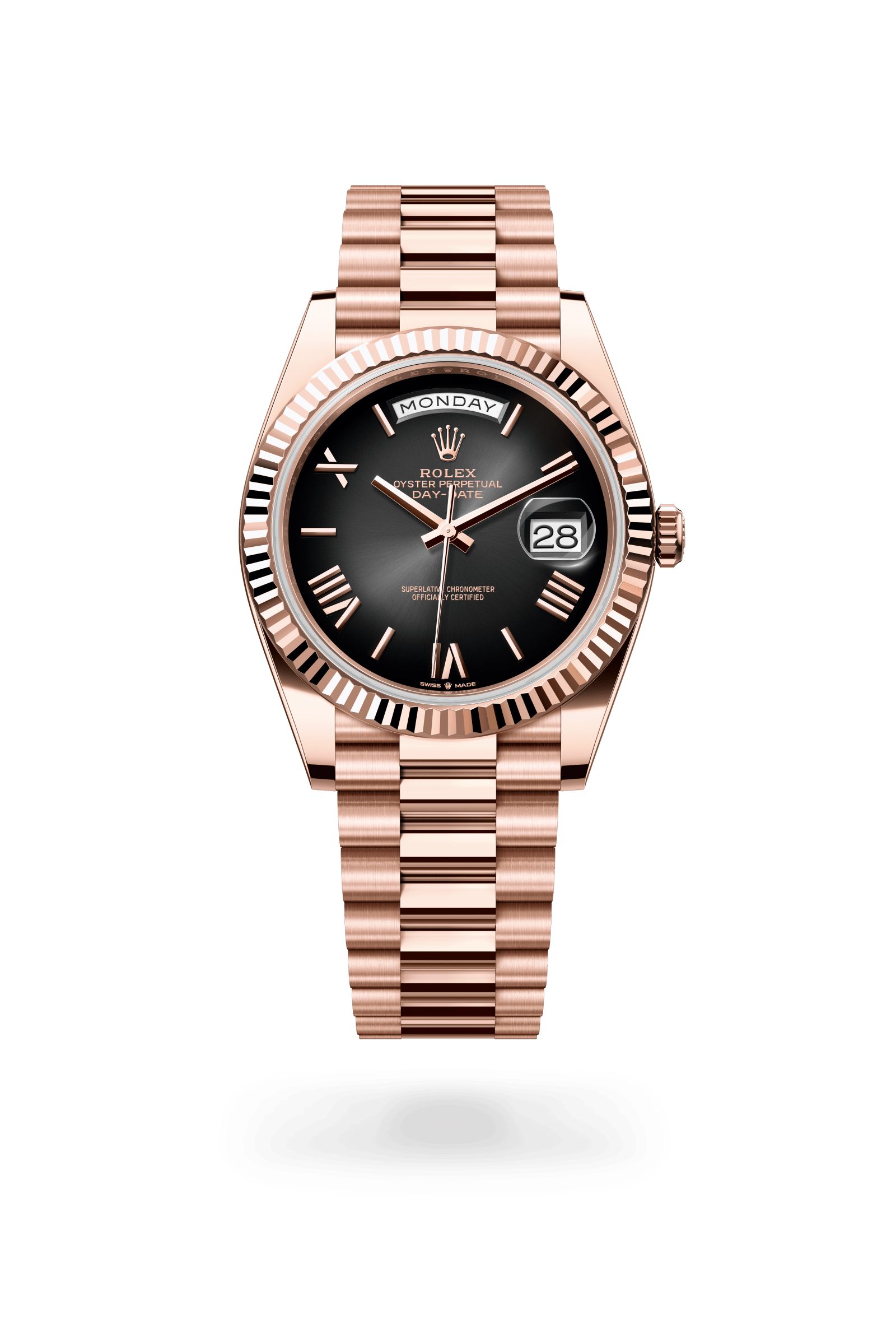 Rolex Oyster Perpetual Day-Date 40, 18 kt Everose gold, Slate ombré dial 228235-0055