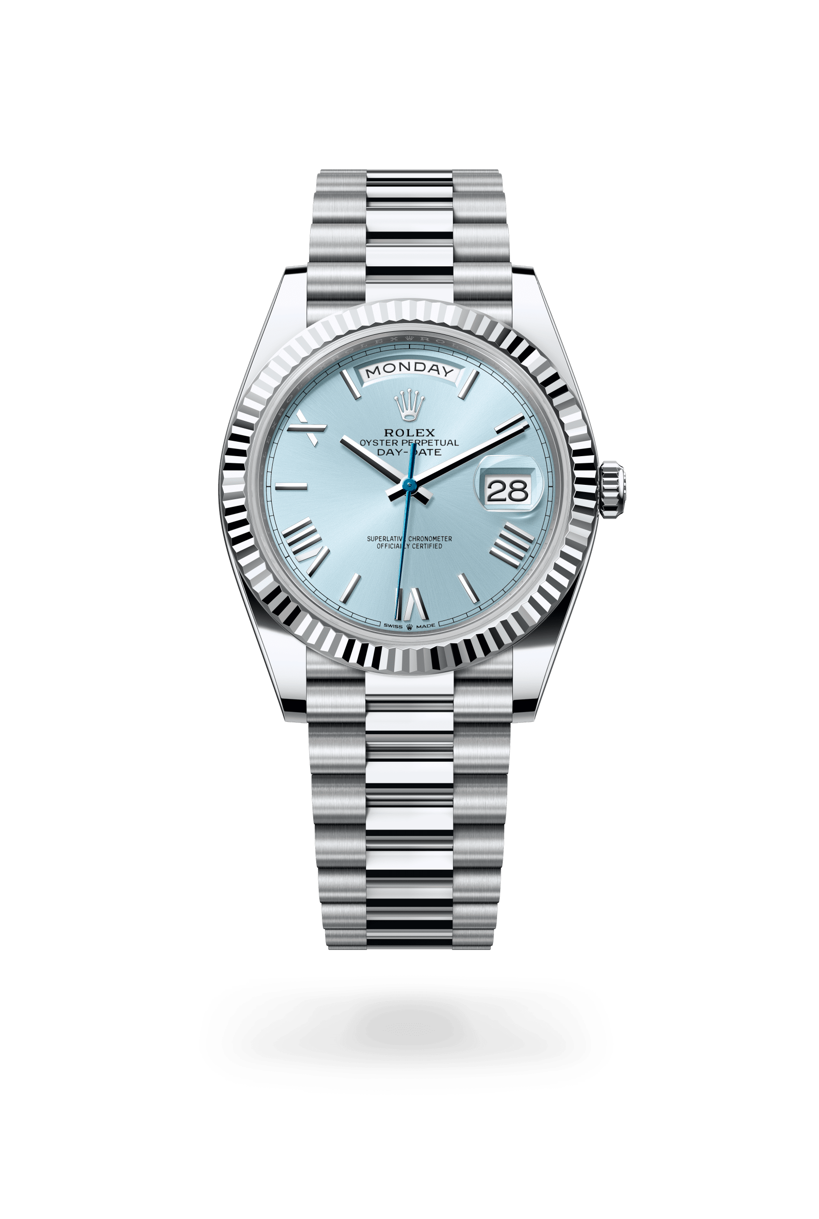 Rolex Oyster Perpetual Day-Date 40, Platinum, Ice blue dial 228236-0012