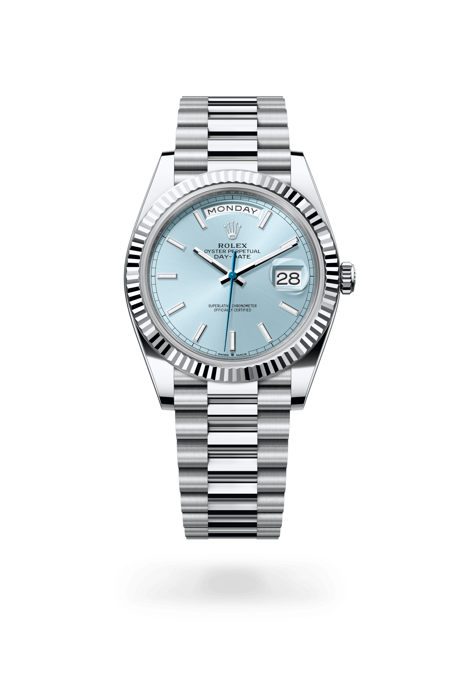 Rolex Oyster Perpetual Day-Date 40, Platinum, Ice blue dial 228236-0018