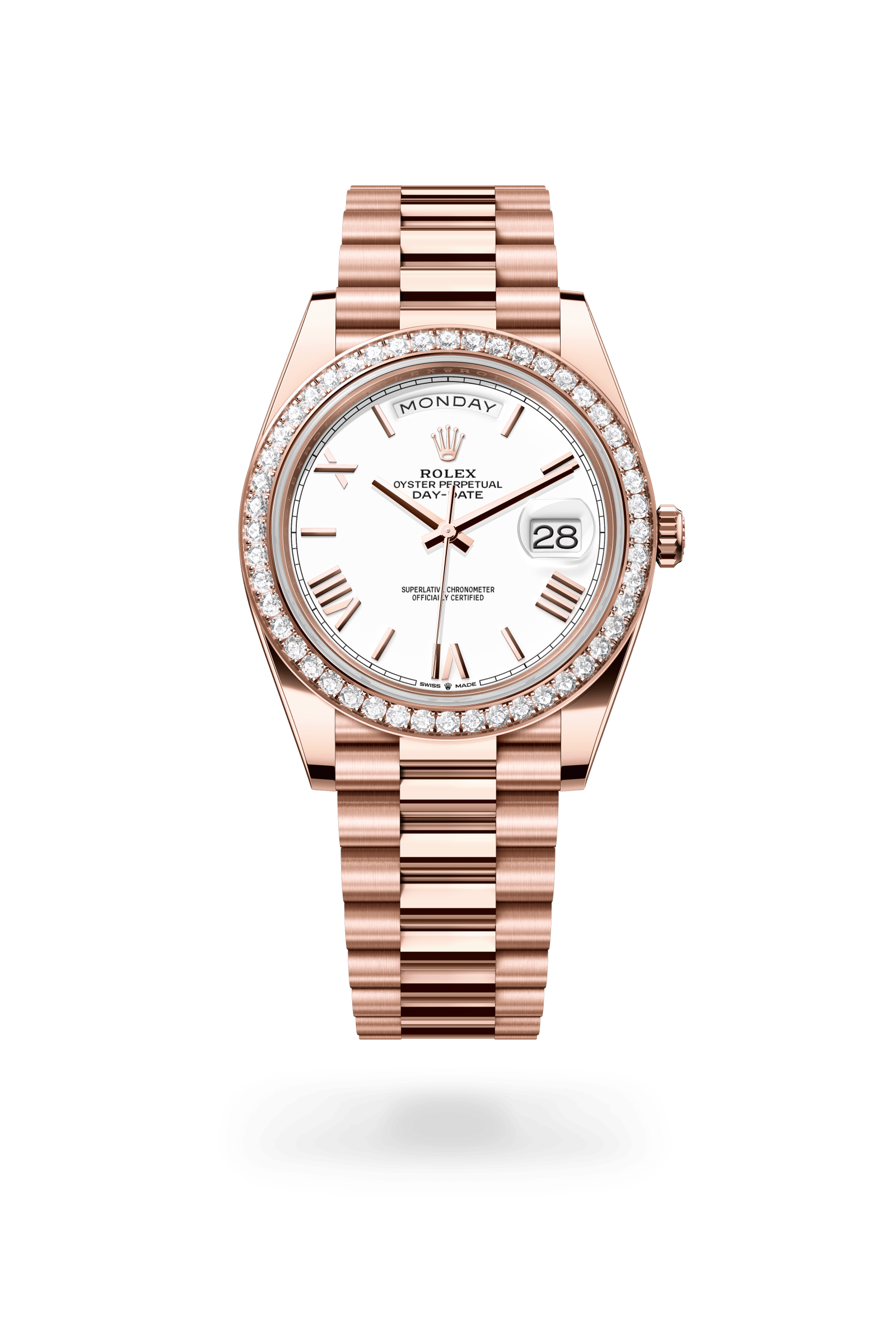 Rolex Oyster Perpetual Day-Date 40, 18 kt Everose gold, White dial 228345RBR-0012