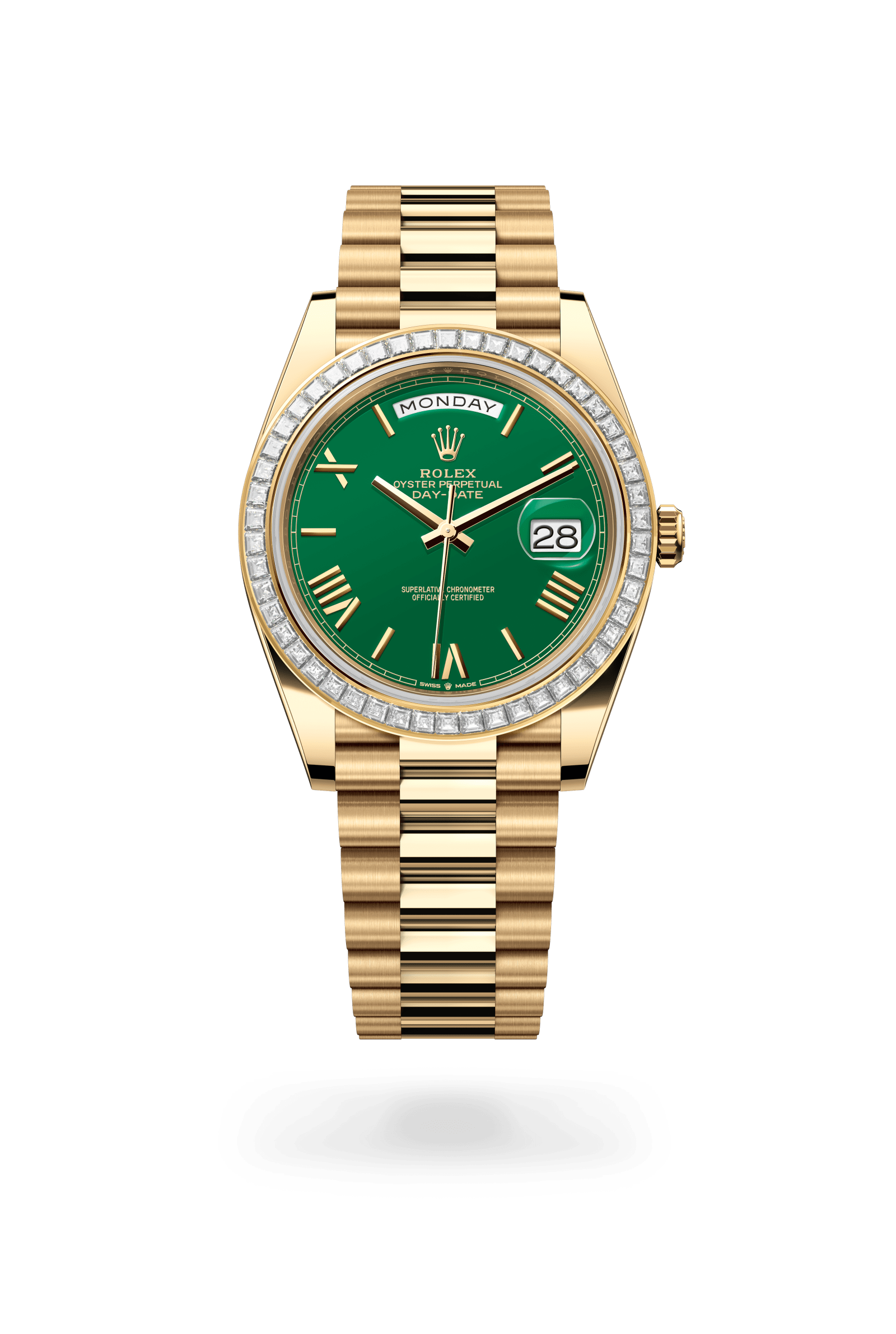 Rolex Oyster Perpetual Day-Date 40, 18 kt yellow gold, Green lacquer dial 228398TBR-0039