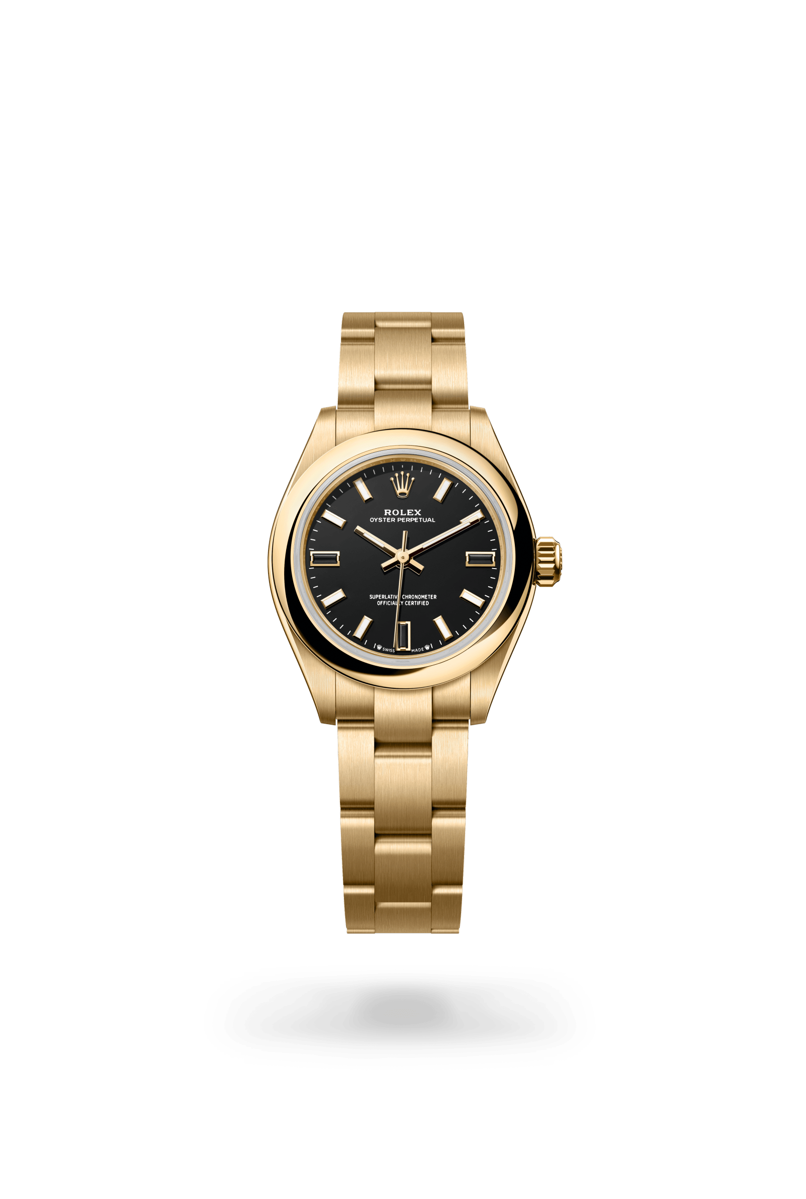 Rolex Oyster Perpetual 28, 18 kt yellow gold, Black dial 276208-0001