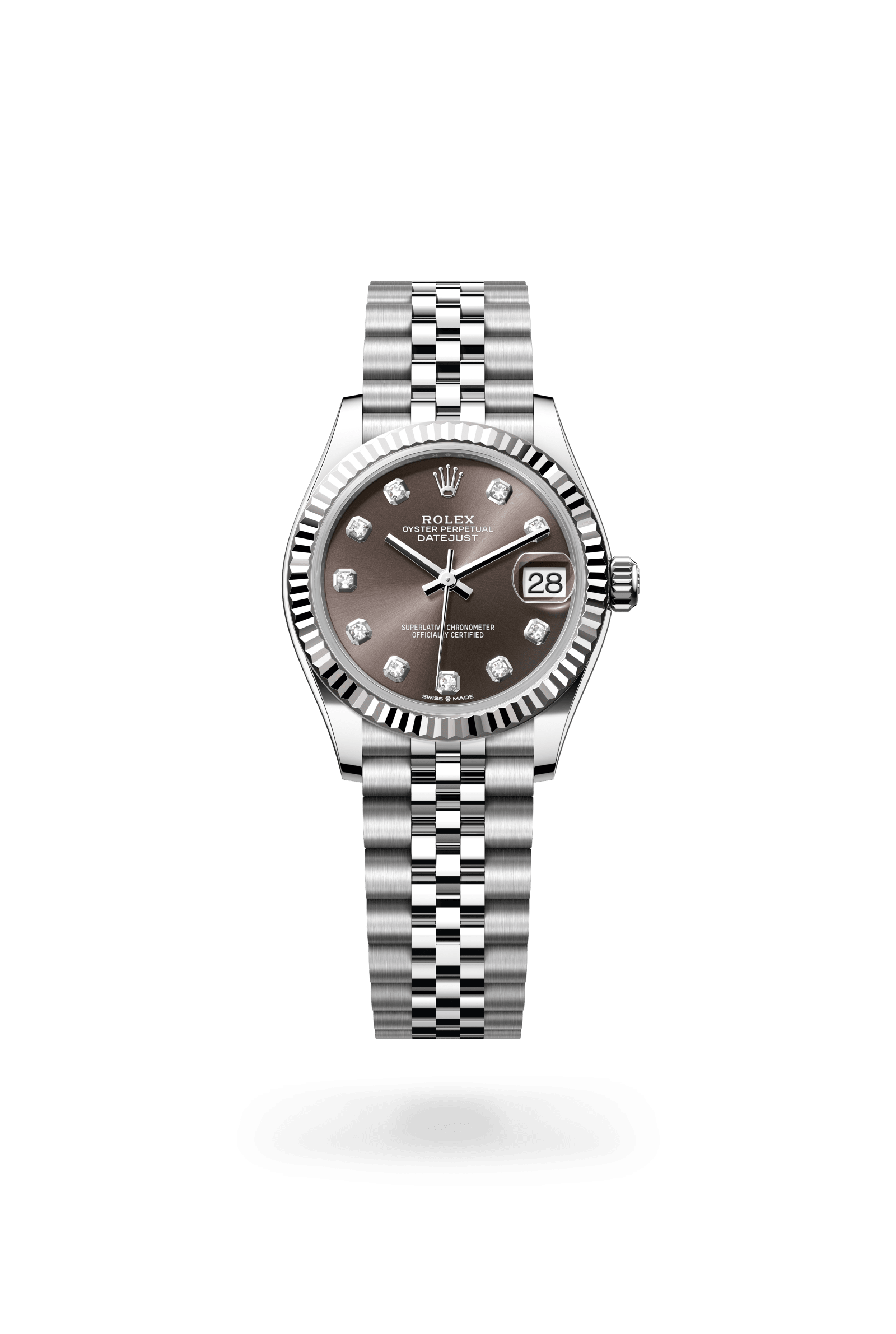 Rolex Datejust 31 Oyster, 31 mm, Oystersteel and white gold, White Rolesor, Dark grey dial 278274-0008