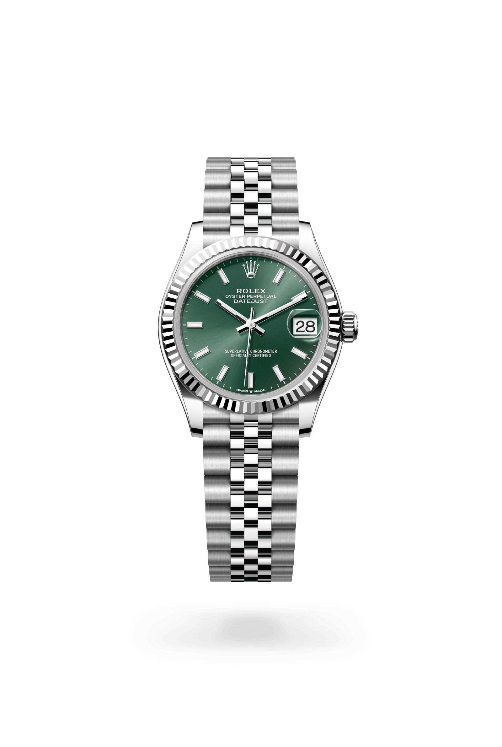 Rolex Datejust 31 Oyster, 31 mm, Oystersteel and white gold, White Rolesor, Mint green dial 278274-0018