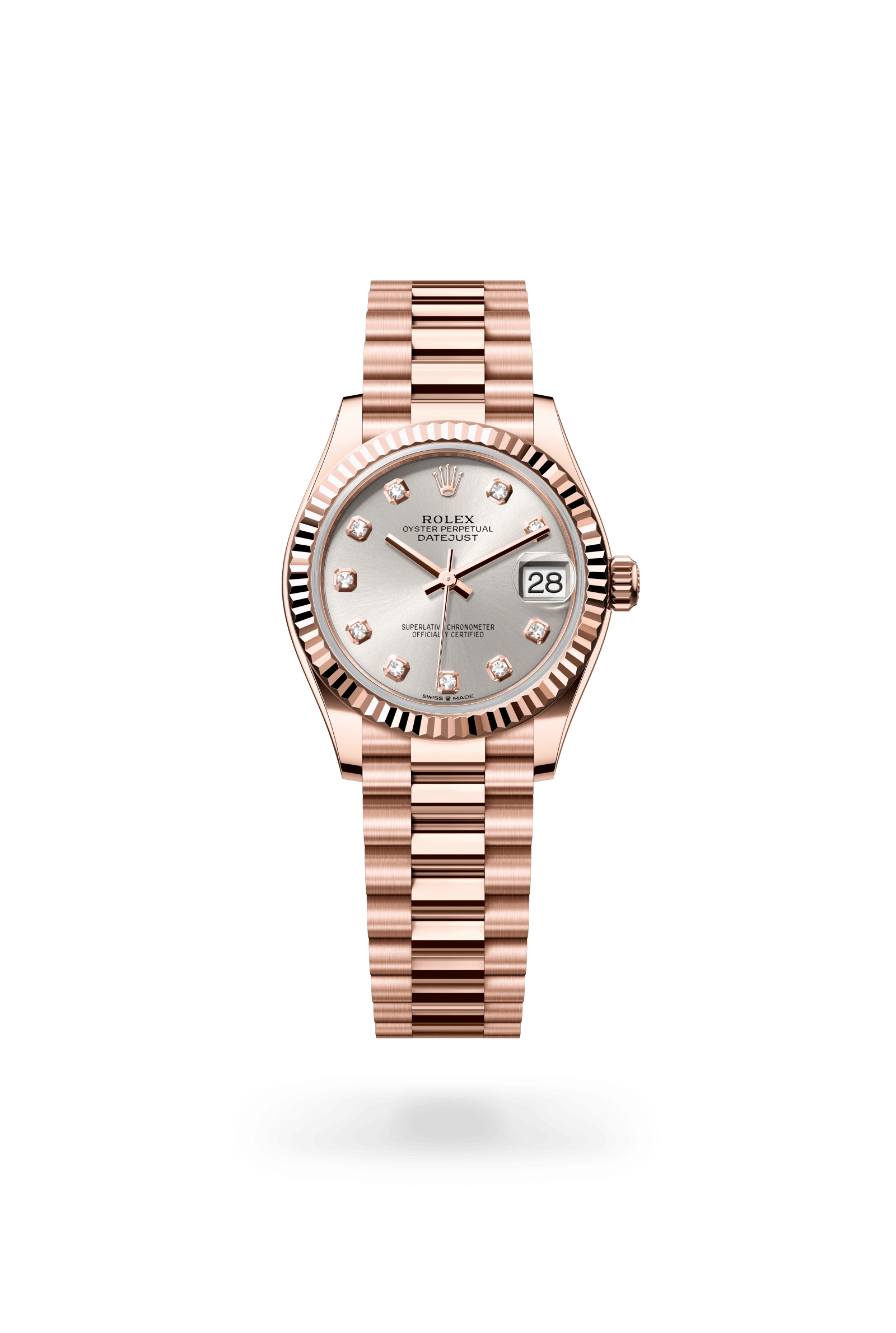 Rolex Datejust 31 Oyster, 31 mm, Everose gold, 18 kt Everose gold, Silver dial 278275-0039