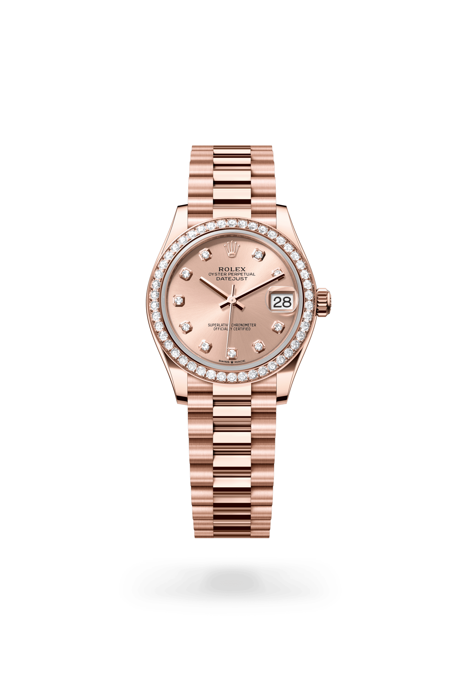 Rolex Datejust 31 Oyster, 31 mm, Everose gold and diamonds, 18 kt Everose gold, Rosé-colour dial 278285RBR-0025