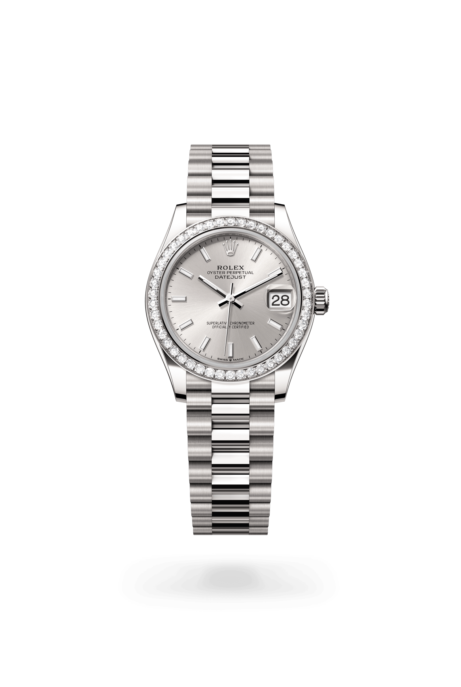 Rolex Datejust 31 Oyster, 31 mm, white gold and diamonds, 18 kt white gold, Silver dial 278289RBR-0012