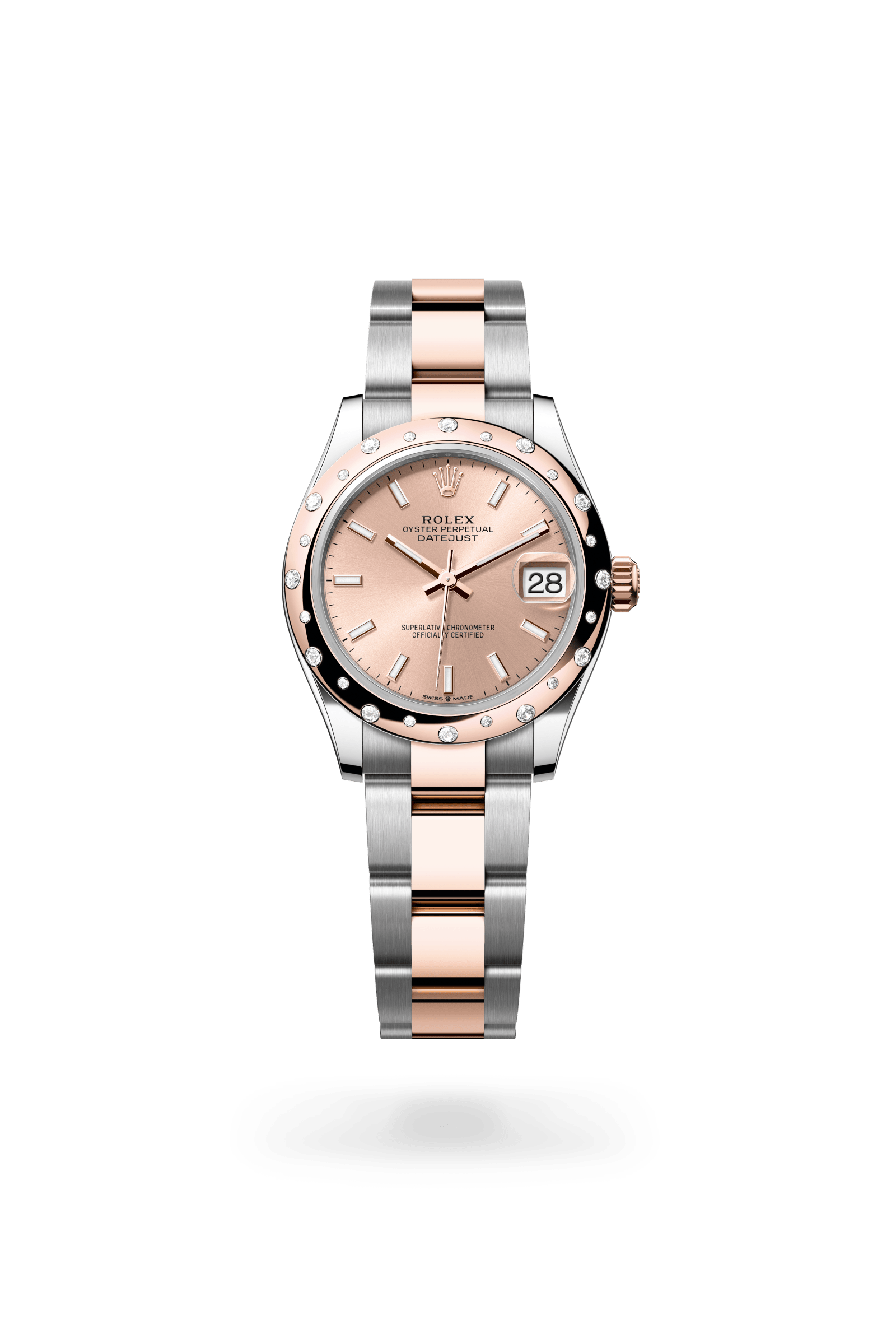 Rolex Datejust 31 Oyster, 31 mm, Oystersteel, Everose gold and diamonds, Everose Rolesor, Rosé-colour dial 278341RBR-0009