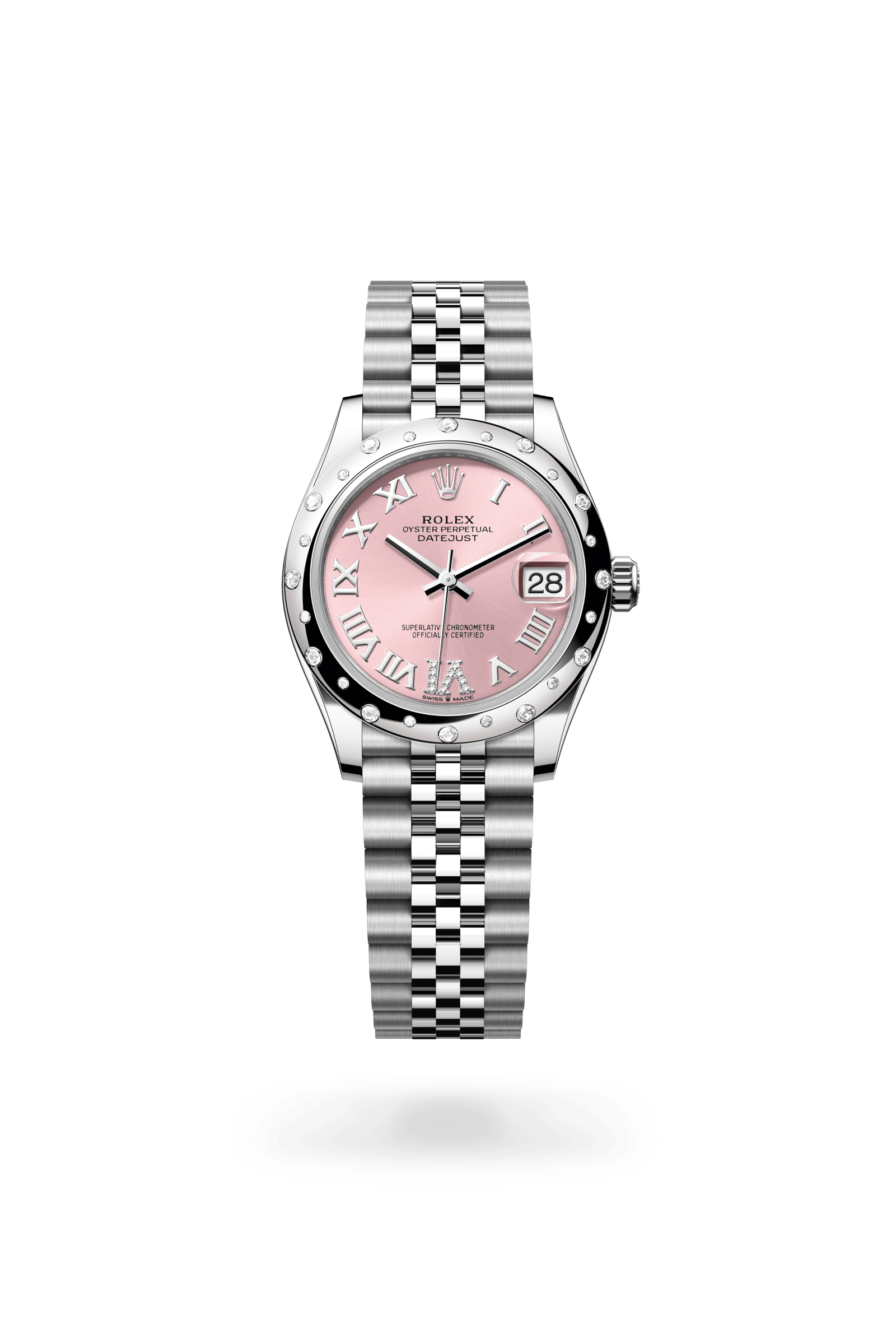 Rolex Datejust 31 Oyster, 31 mm, Oystersteel, white gold and diamonds, White Rolesor, Pink dial 278344RBR-0026