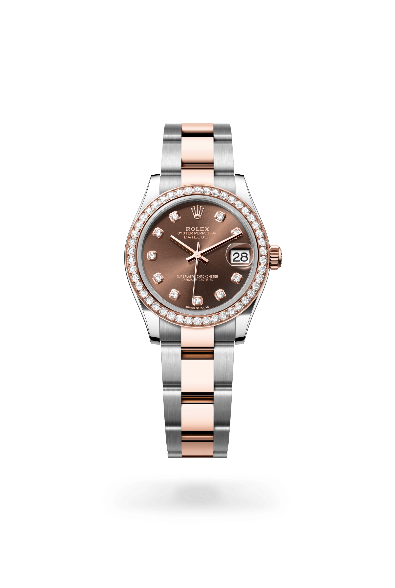 Rolex Datejust 31 Oyster, 31 mm, Oystersteel, Everose gold and diamonds, Everose Rolesor, Chocolate dial 278381RBR-0027