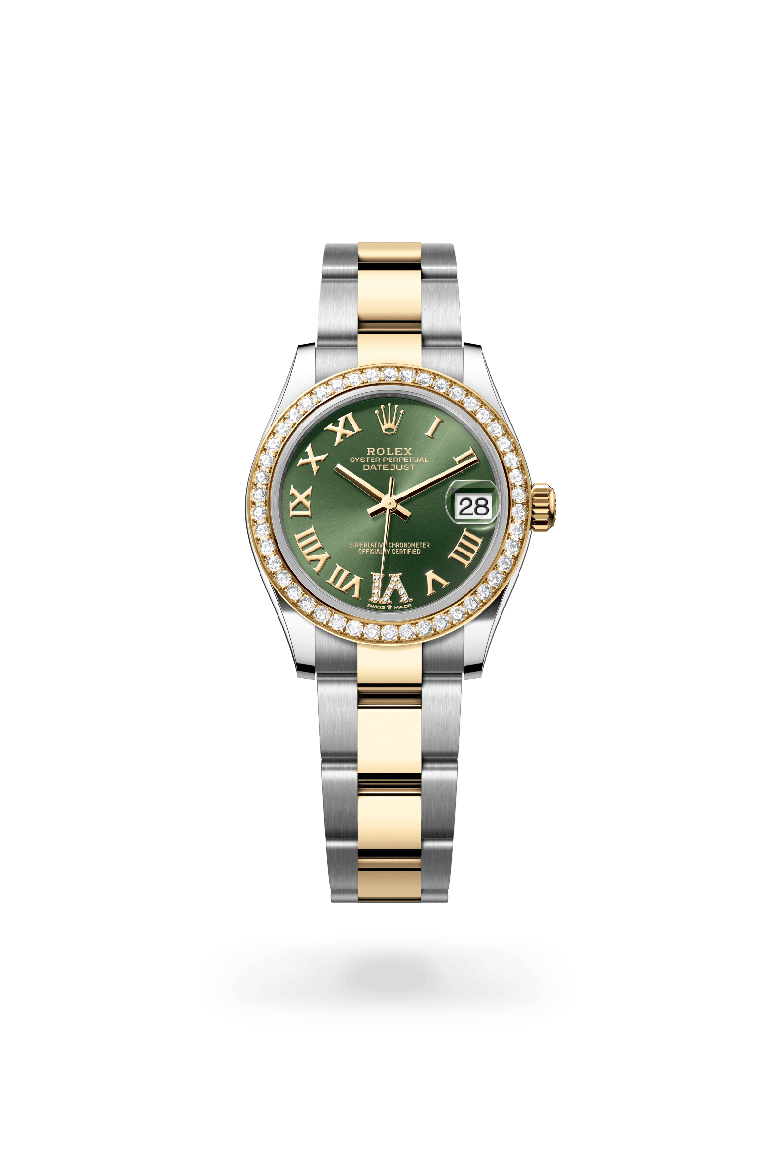 Rolex Datejust 31 Oyster, 31 mm, Oystersteel, yellow gold and diamonds, Yellow Rolesor, Olive green dial 278383RBR-0015