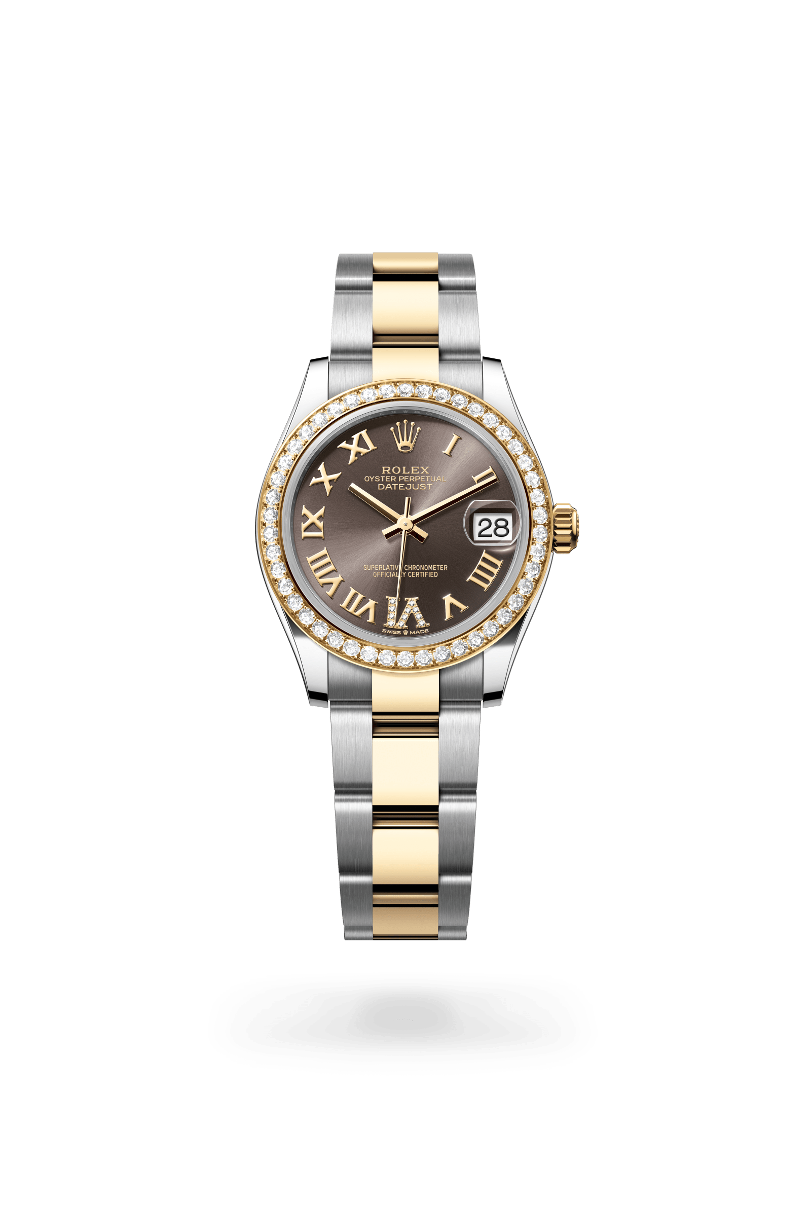 Rolex Datejust 31 Oyster, 31 mm, Oystersteel, yellow gold and diamonds, Yellow Rolesor, Dark grey dial 278383RBR-0017
