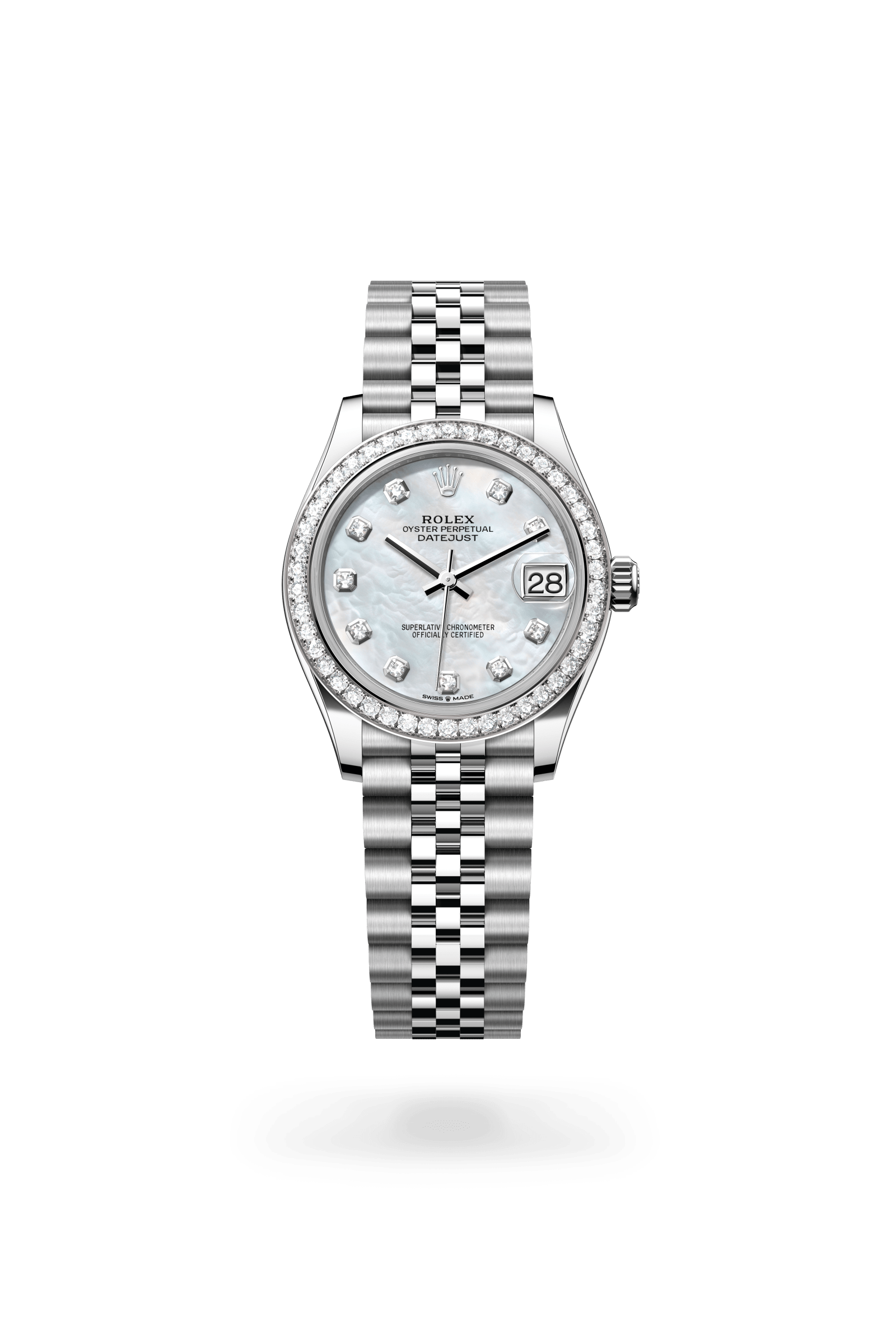 Rolex Datejust 31 Oyster, 31 mm, Oystersteel, white gold and diamonds, White Rolesor, White mother-of-pearl dial 278384RBR-0008