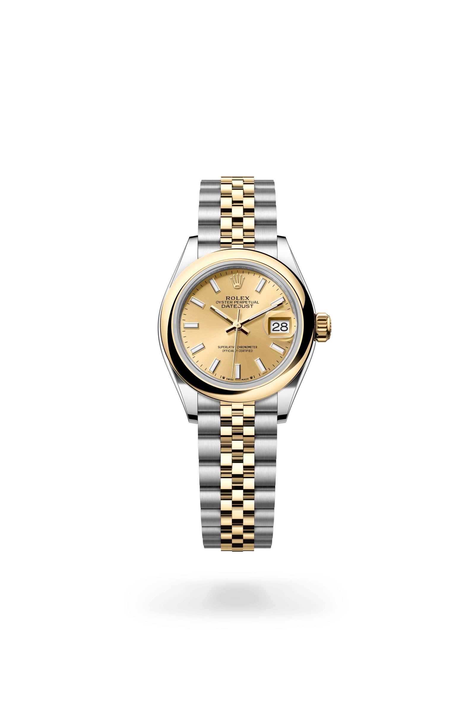 Rolex Lady-Datejust Oyster, 28 mm, Oystersteel and yellow gold, Yellow Rolesor, Champagne-colour dial 279163-0001