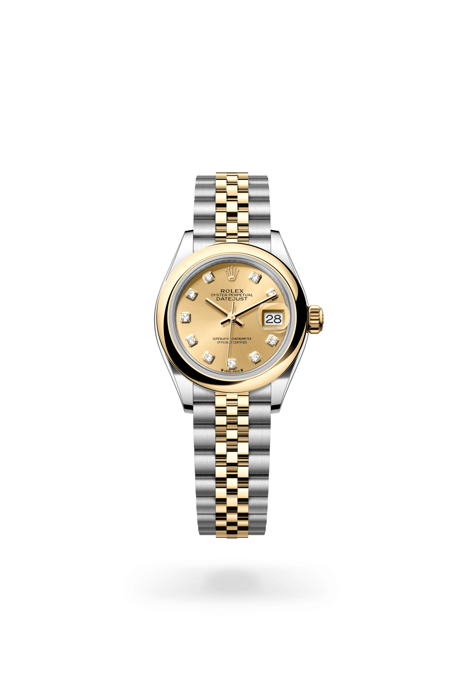 Rolex Lady-Datejust Oyster, 28 mm, Oystersteel and yellow gold, Yellow Rolesor, Champagne-colour dial 279163-0011