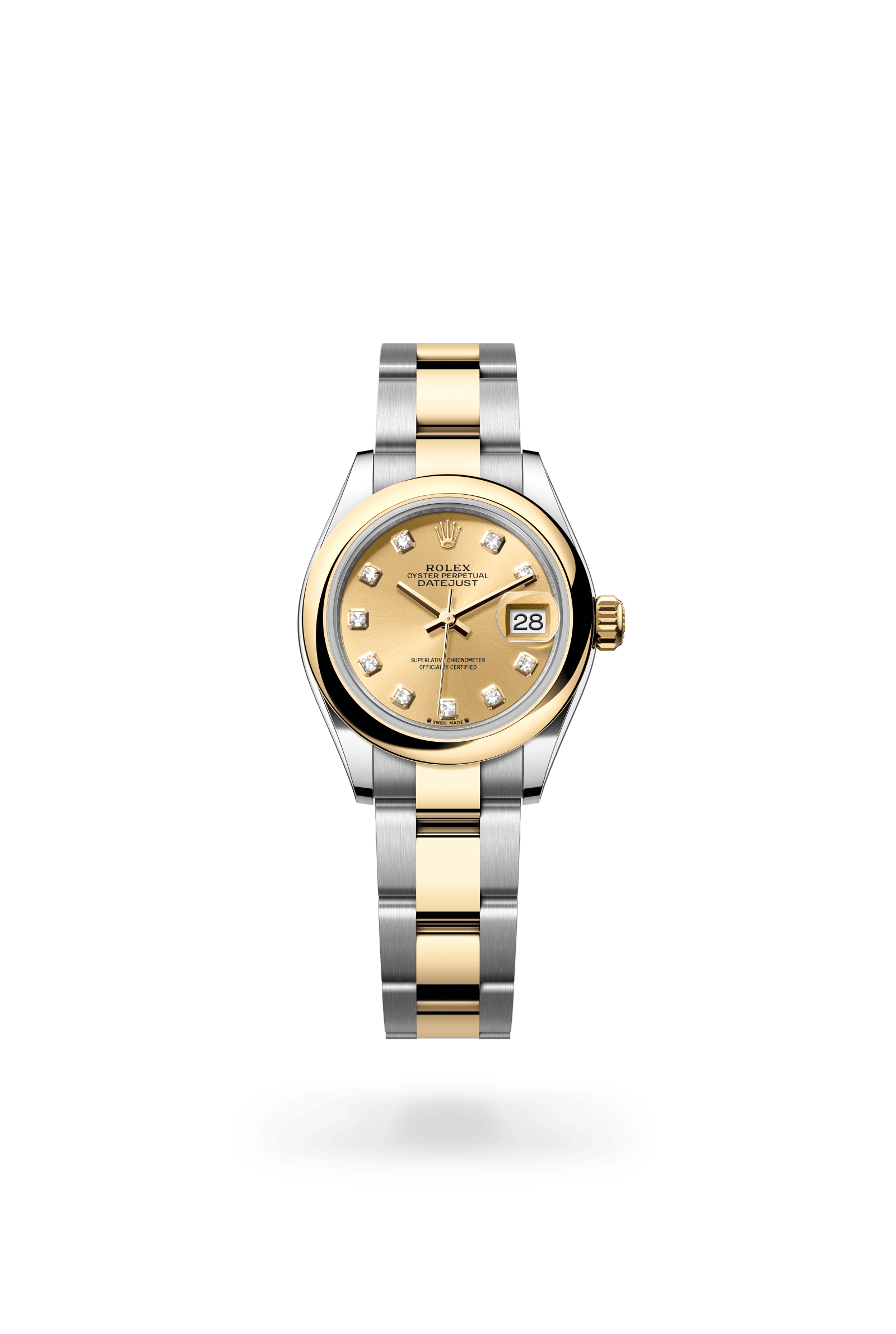 Rolex Lady-Datejust Oyster, 28 mm, Oystersteel and yellow gold, Yellow Rolesor, Champagne-colour dial 279163-0012