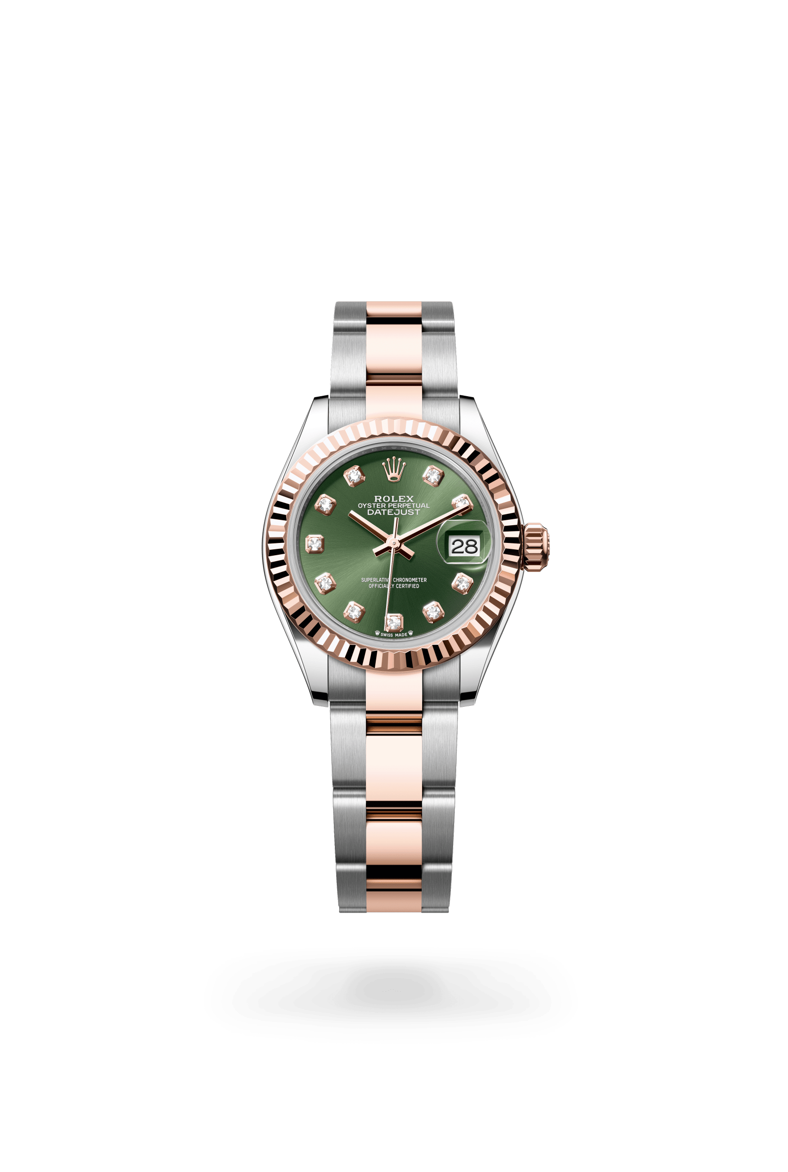 Rolex Lady-Datejust Oyster, 28 mm, Oystersteel and Everose gold, Everose Rolesor, Olive green dial 279171-0008