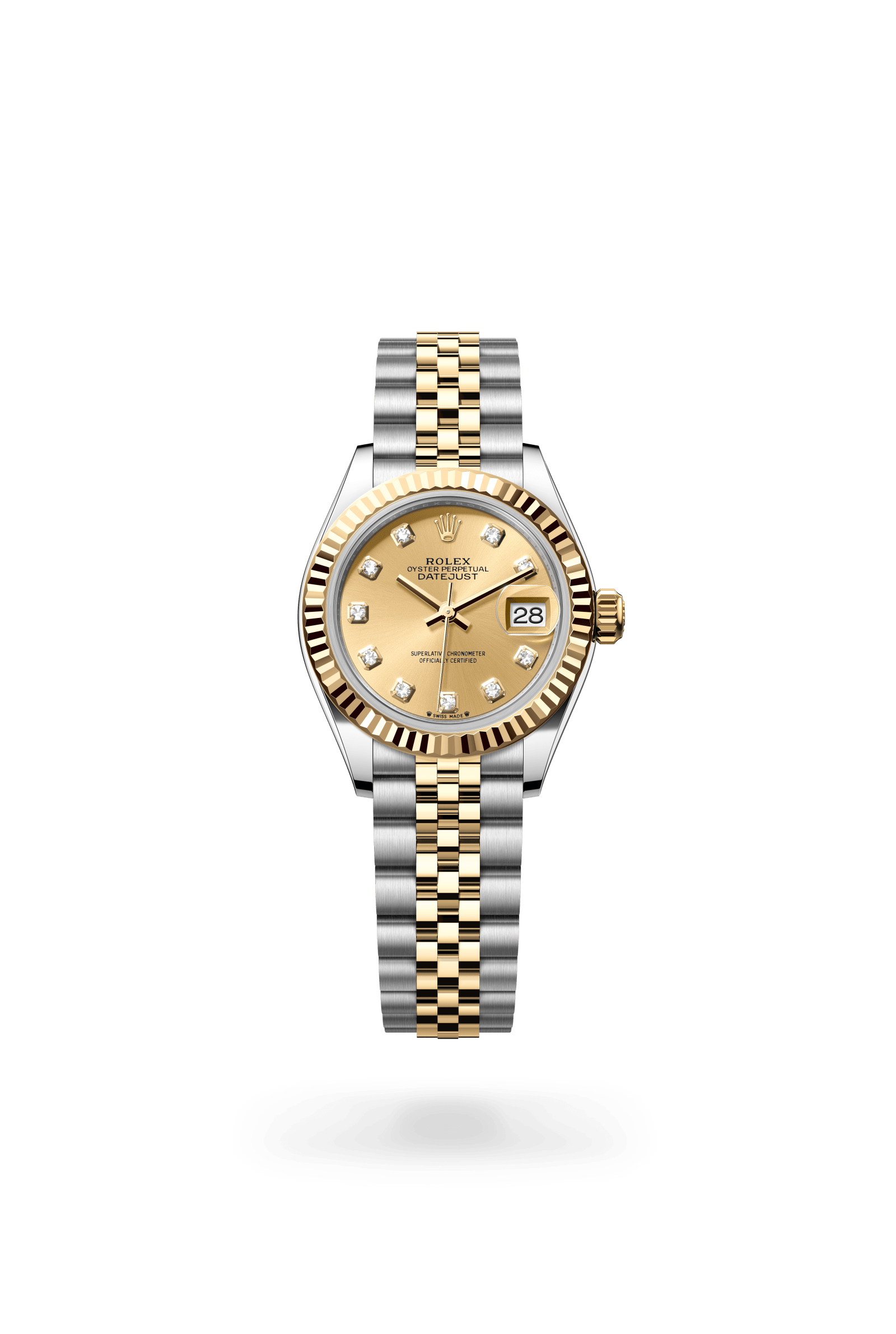 Rolex Lady-Datejust Oyster, 28 mm, Oystersteel and yellow gold, Yellow Rolesor, Champagne-colour dial 279173-0011