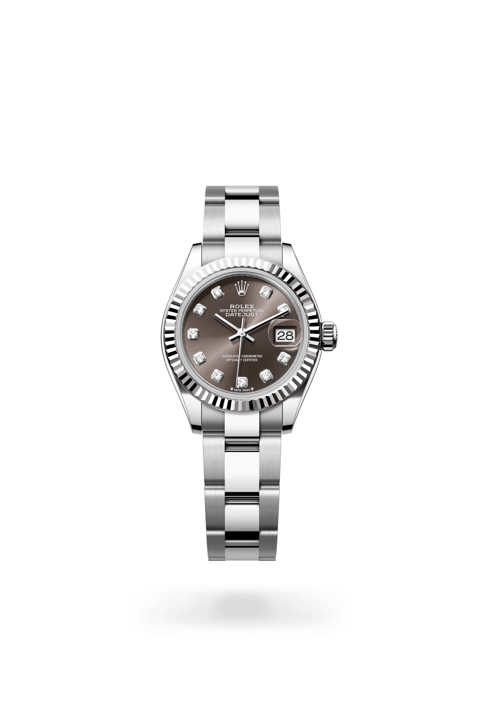 Rolex Lady-Datejust Oyster, 28 mm, Oystersteel and white gold, White Rolesor, Dark grey dial 279174-0016