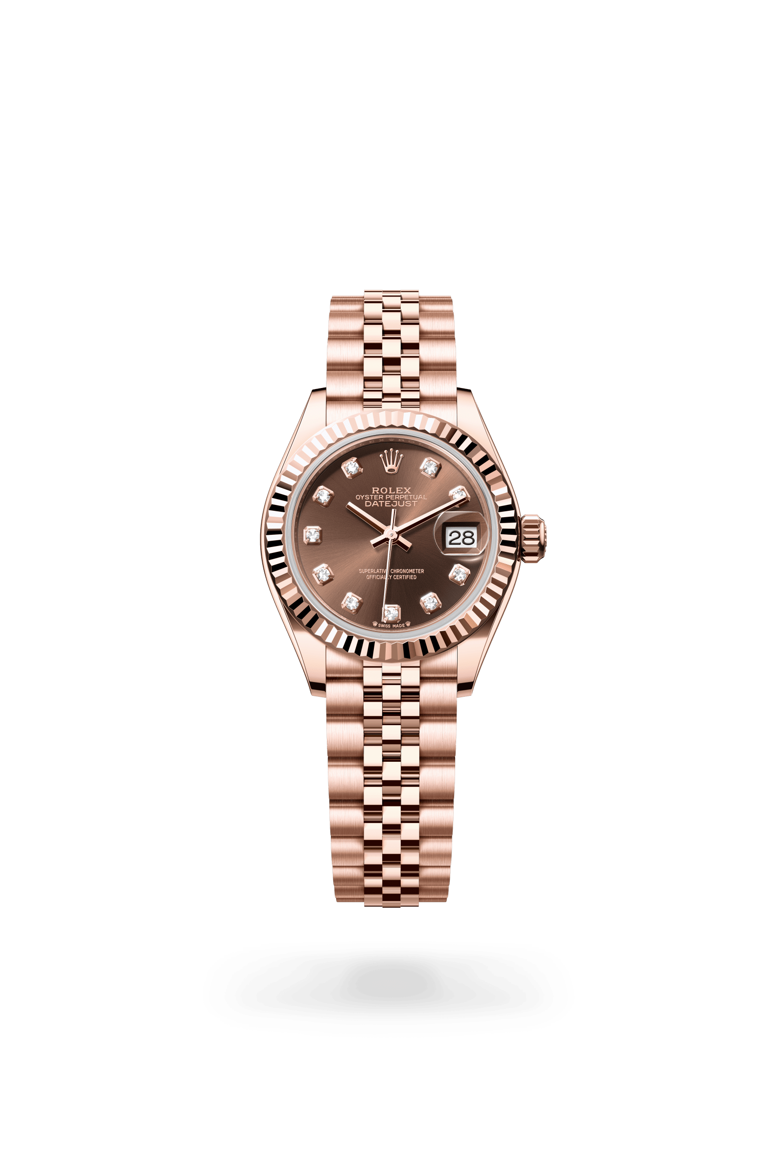 Rolex Lady-Datejust Oyster, 28 mm, Everose gold, 18 kt Everose gold, Chocolate dial 279175-0010