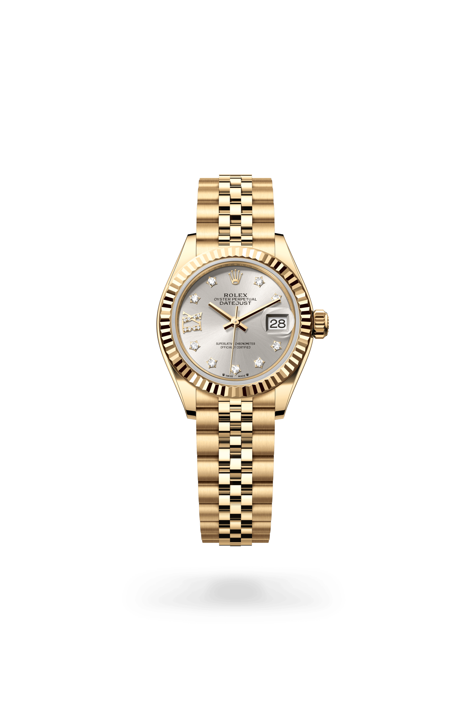 Rolex Lady-Datejust Oyster, 28 mm, yellow gold, 18 kt yellow gold, Silver dial 279178-0004