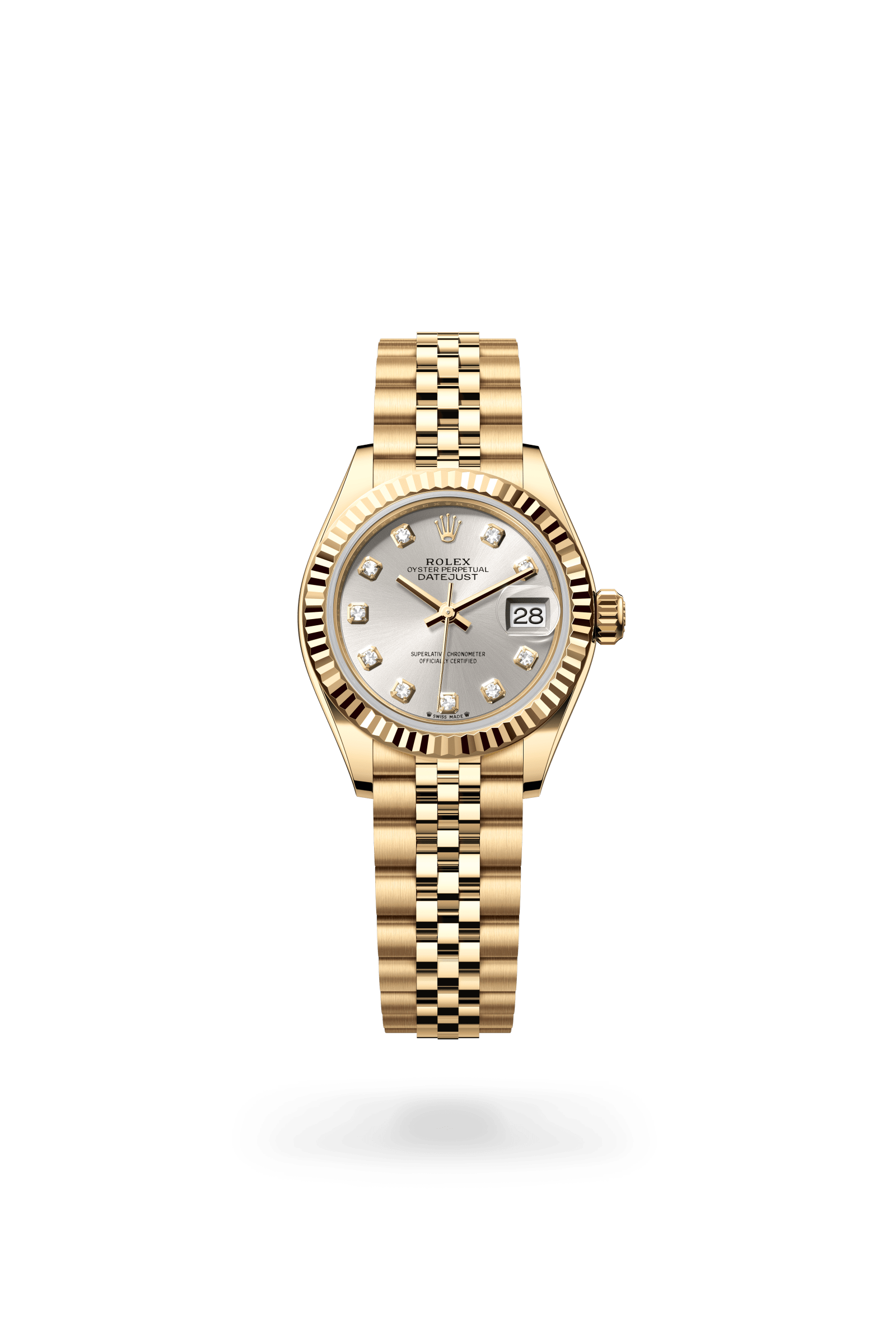 Rolex Lady-Datejust Oyster, 28 mm, yellow gold, 18 kt yellow gold, Silver dial 279178-0016