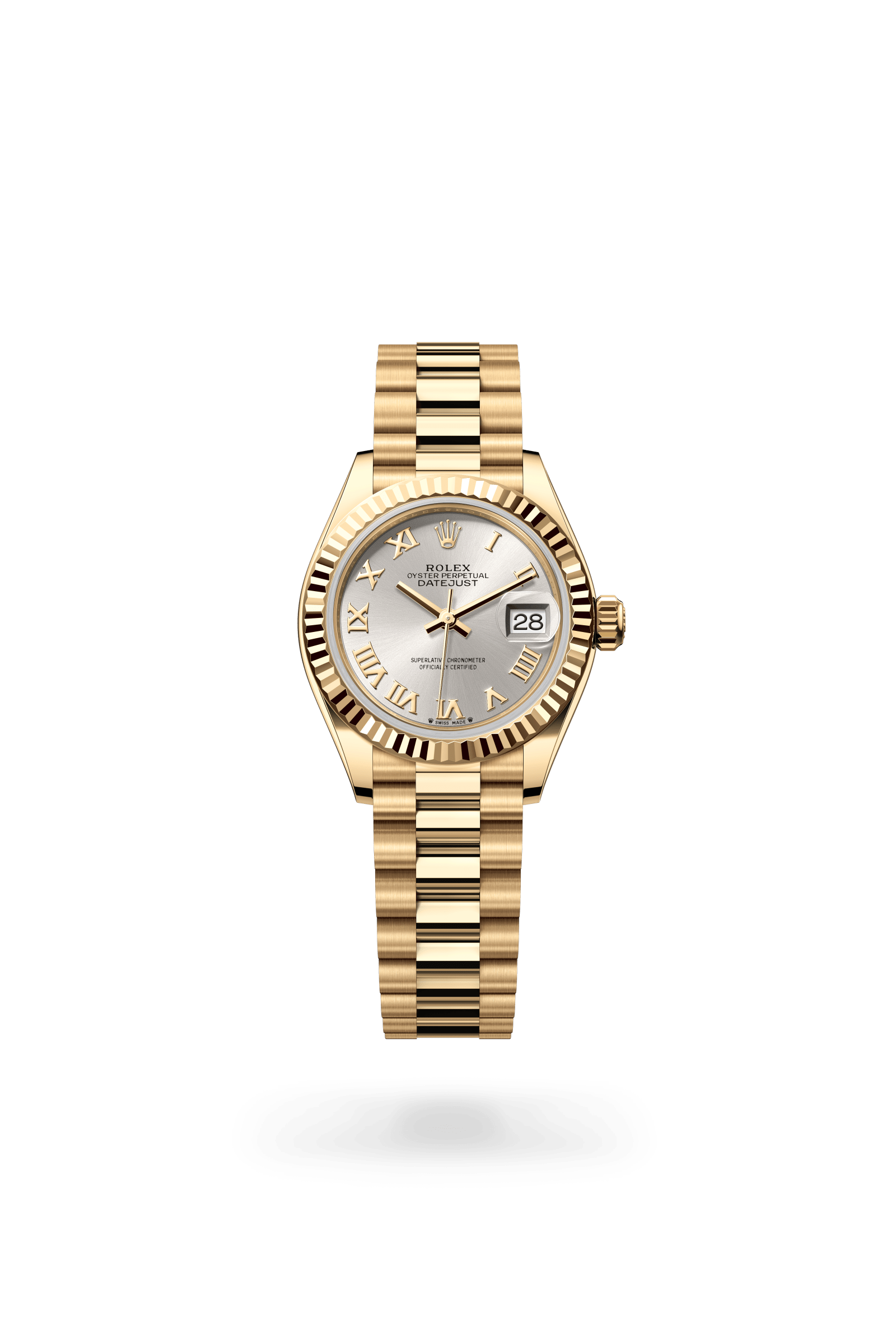 Rolex Lady-Datejust Oyster, 28 mm, yellow gold, 18 kt yellow gold, Silver dial 279178-0020