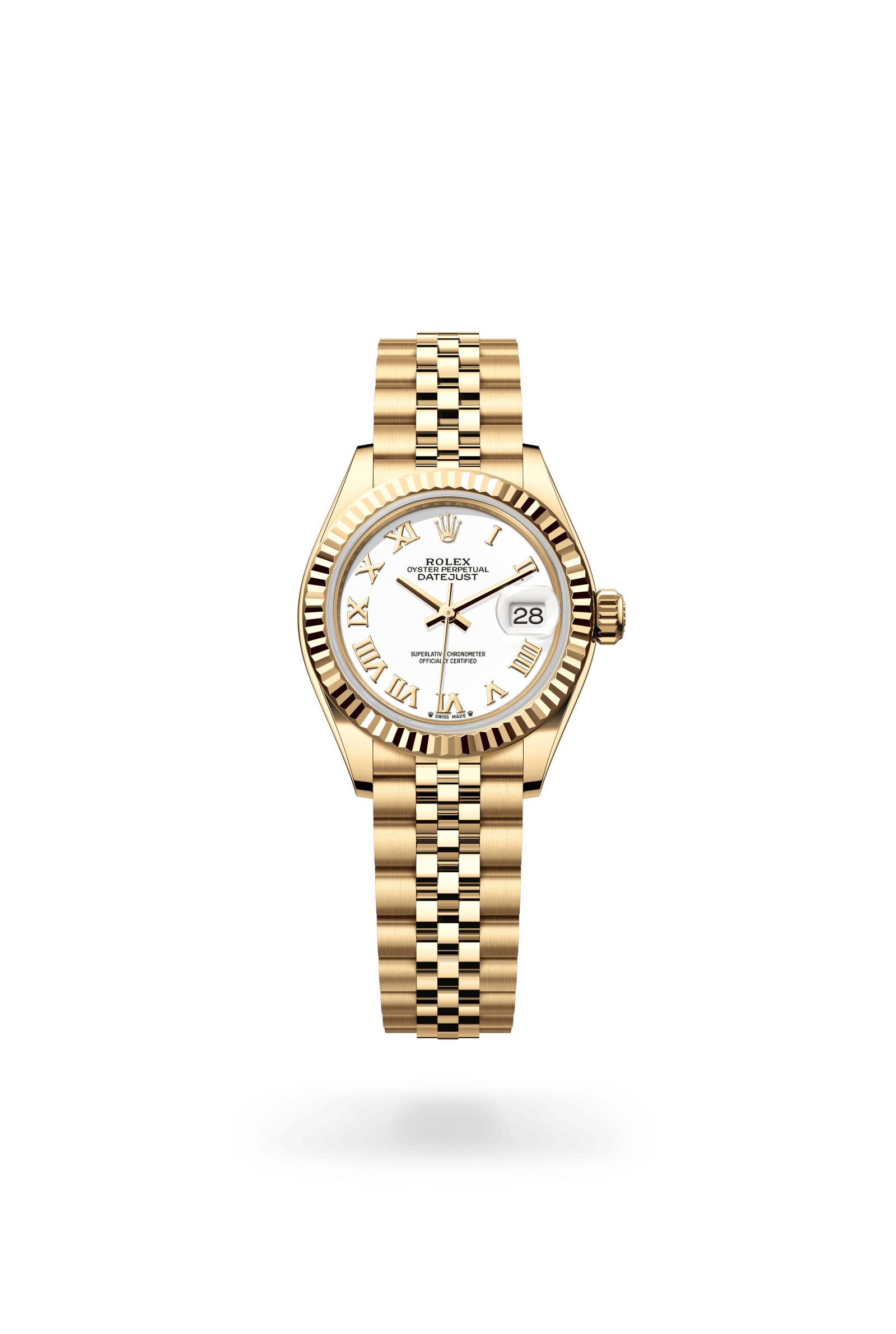 Rolex Lady-Datejust Oyster, 28 mm, yellow gold, 18 kt yellow gold, White lacquer dial 279178-0030
