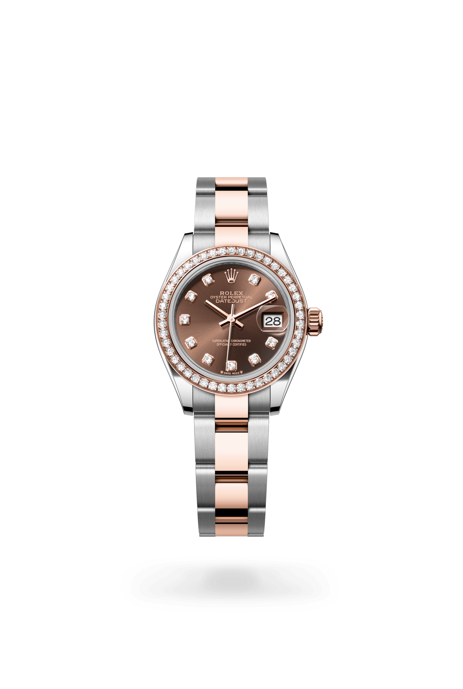 Rolex Lady-Datejust Oyster, 28 mm, Oystersteel, Everose gold and diamonds, Everose Rolesor, Chocolate dial 279381RBR-0012