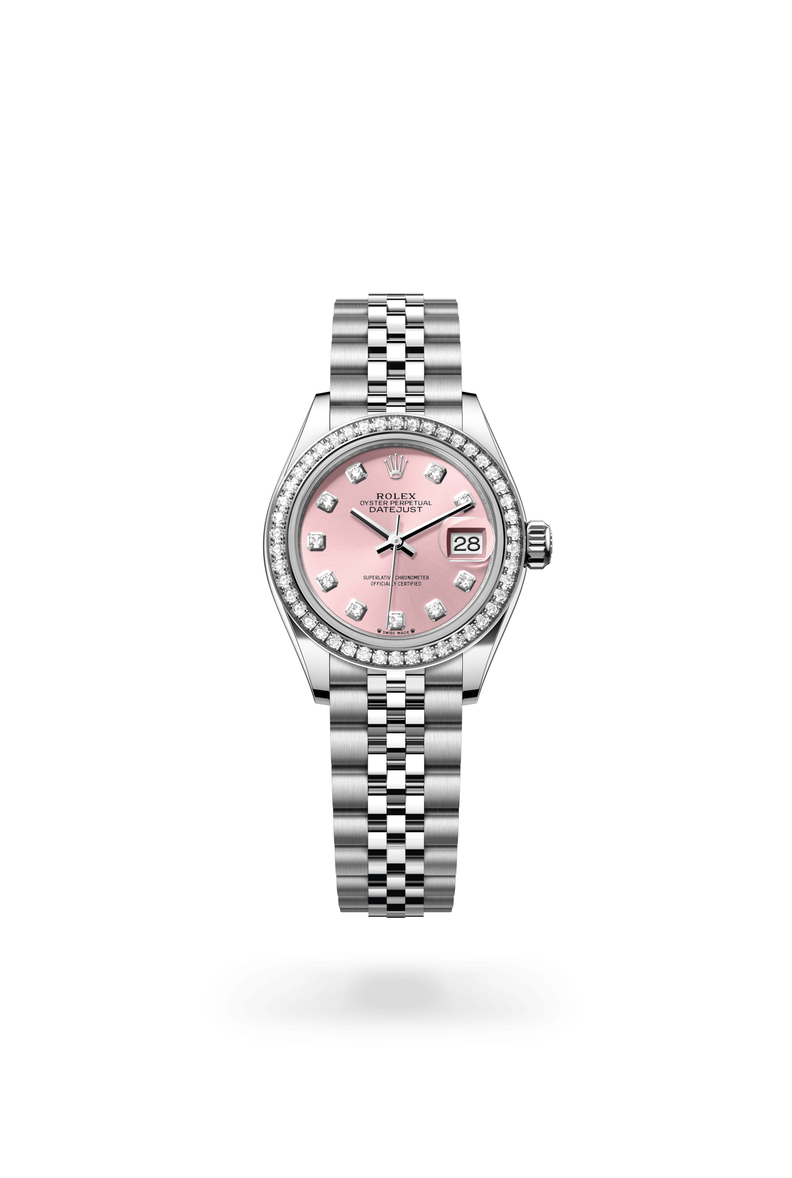 Rolex Lady-Datejust Oyster, 28 mm, Oystersteel, white gold and diamonds, White Rolesor, Pink dial 279384RBR-0003