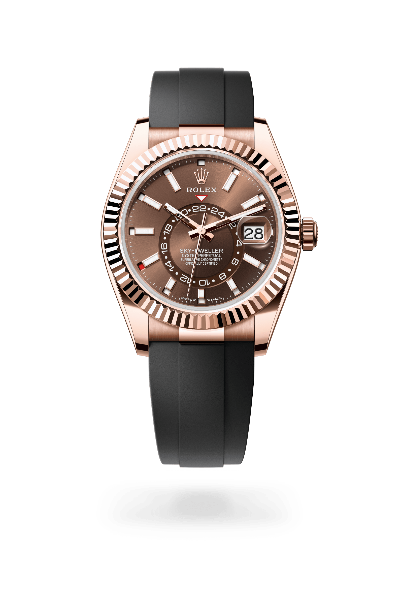 Rolex Oyster Perpetual Sky-Dweller, 42 mm, 18 kt Everose gold, 18 kt Everose gold, Chocolate dial 336235-0002