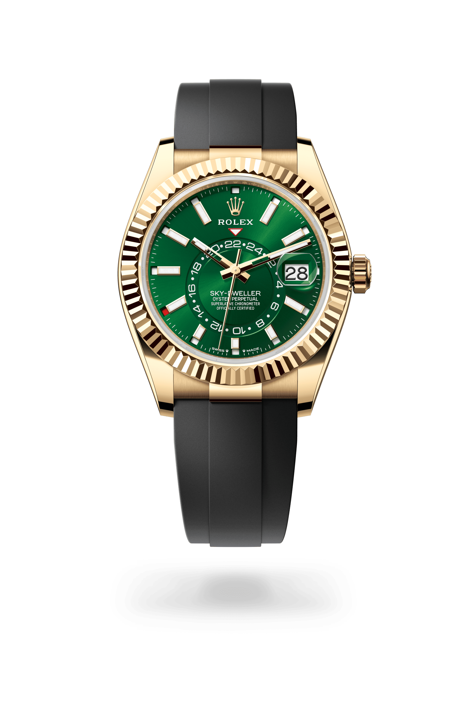 Rolex Oyster Perpetual Sky-Dweller, 42 mm, 18 kt yellow gold, 18 kt yellow gold, Bright green dial 336238-0004