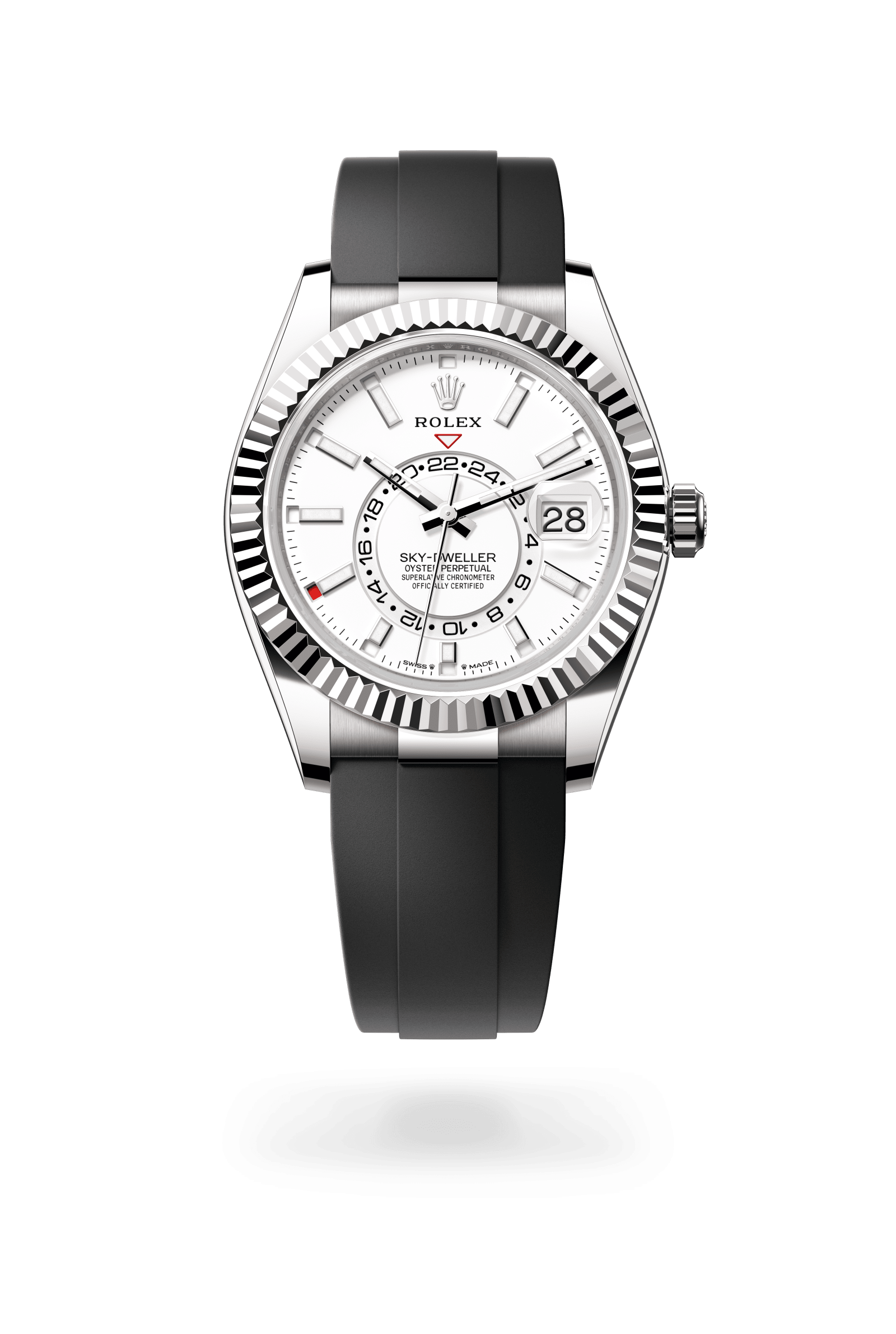 Rolex Oyster Perpetual Sky-Dweller, 42 mm, 18 kt white gold, 18 kt white gold, Intense white dial 336239-0003