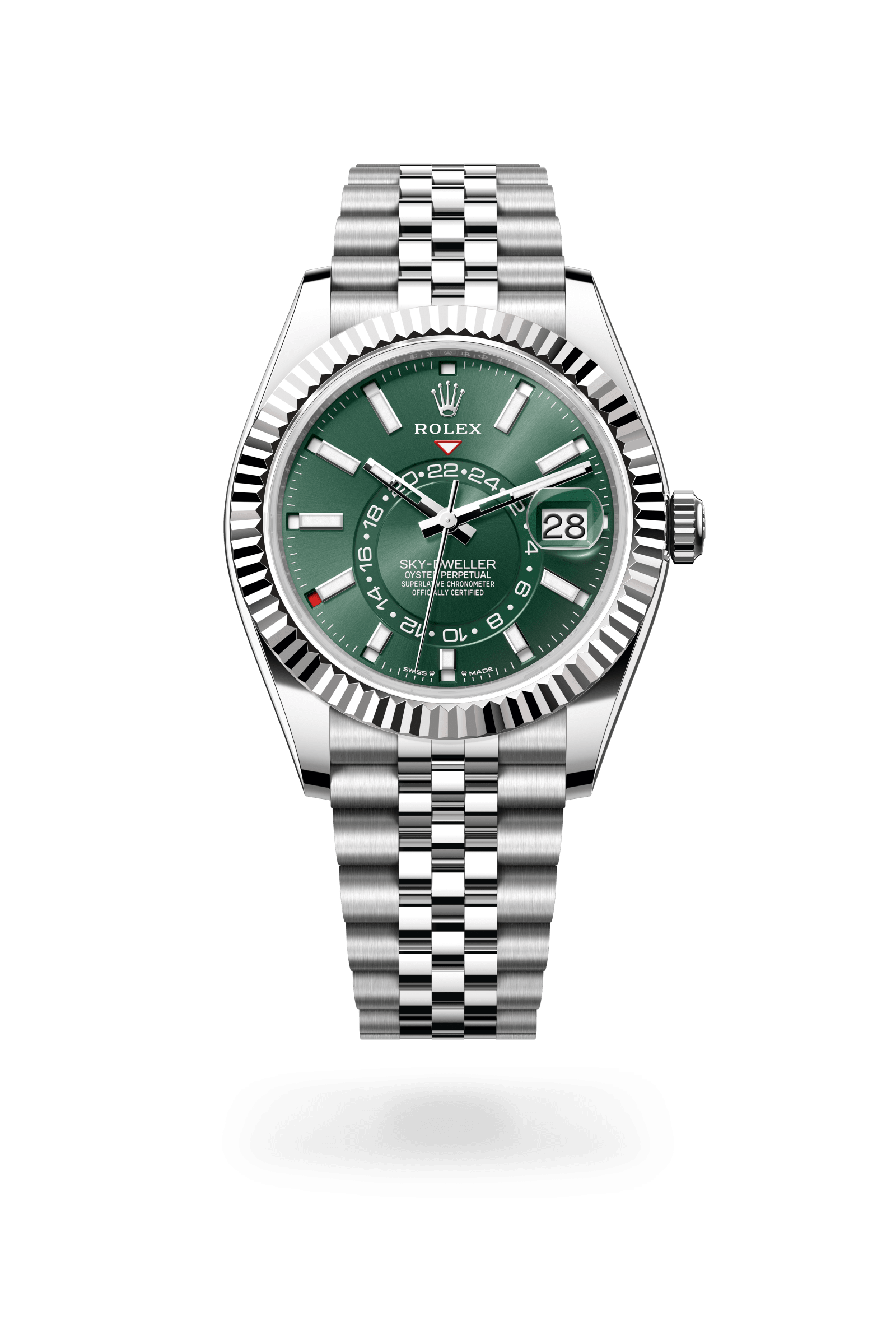 Rolex Oyster Perpetual Sky-Dweller, 42 mm, Oystersteel and white gold, White Rolesor, Mint green dial 336934-0002