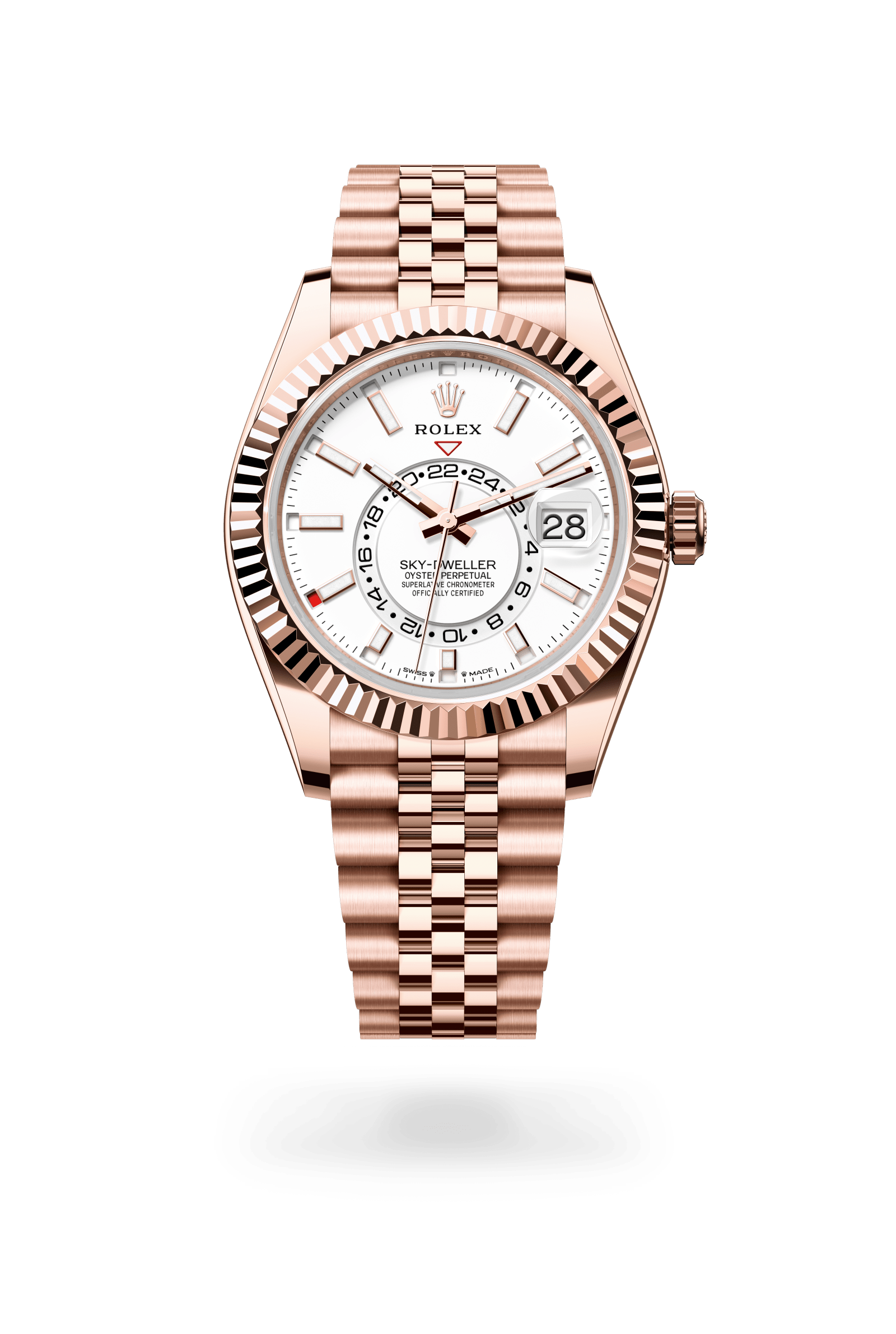 Rolex Oyster Perpetual Sky-Dweller, 42 mm, 18 kt Everose gold, 18 kt Everose gold, Intense white dial 336935-0007