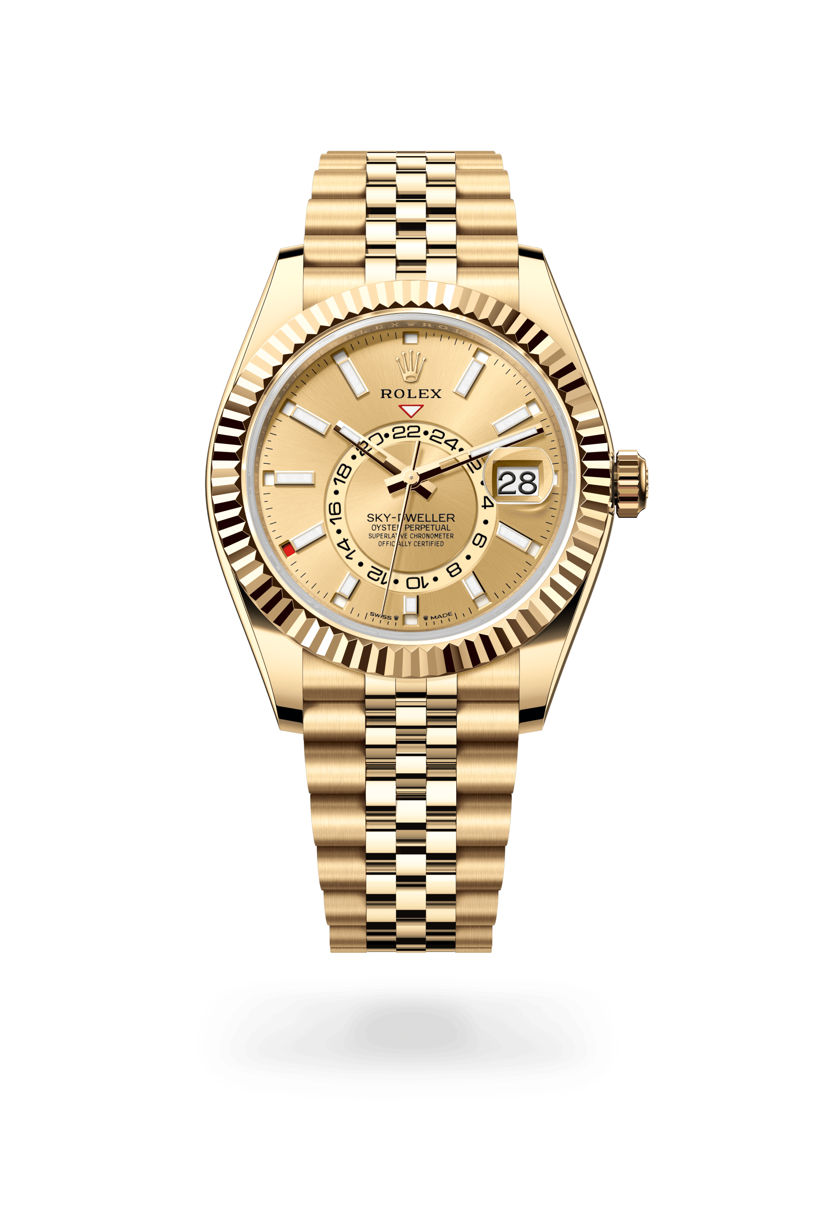 Rolex Oyster Perpetual Sky-Dweller, 42 mm, 18 kt yellow gold, 18 kt yellow gold, Champagne-colour dial 336938-0004