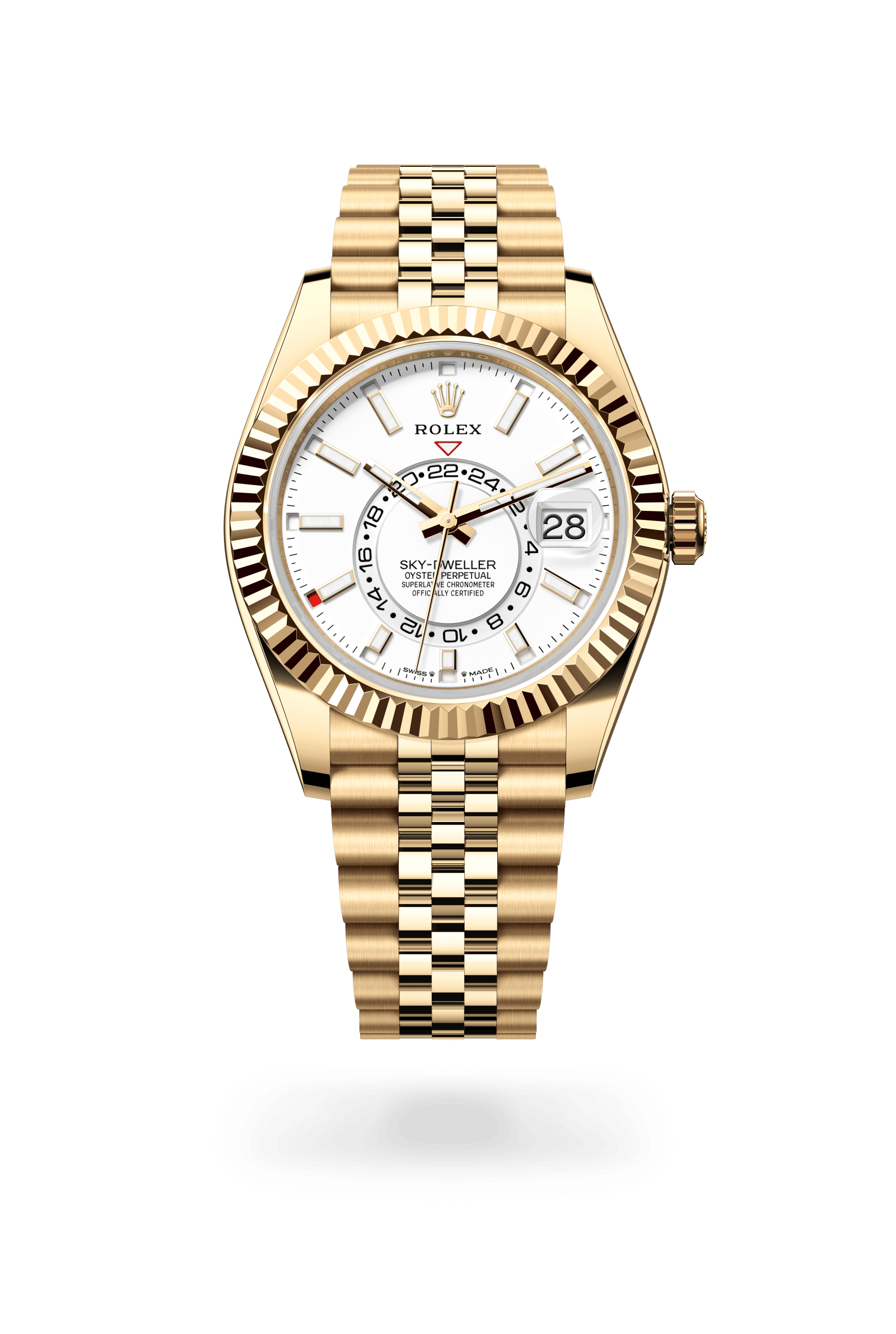 Rolex Oyster Perpetual Sky-Dweller, 42 mm, 18 kt yellow gold, 18 kt yellow gold, Intense white dial 336938-0006
