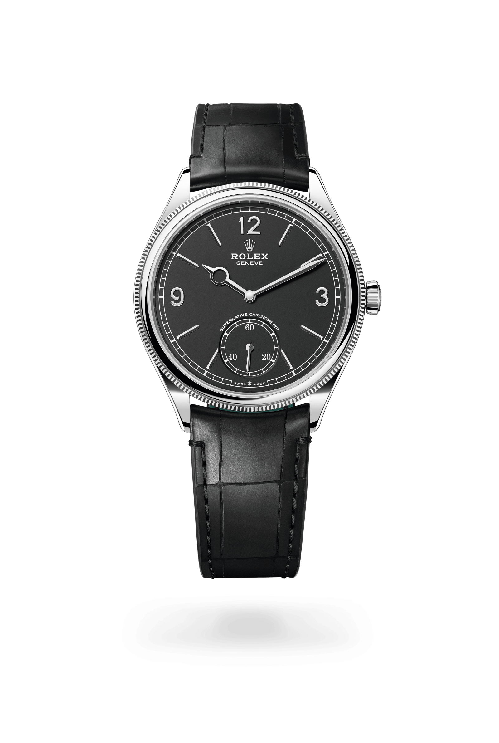 Rolex Perpetual 1908, 18 kt white gold, Intense black dial 52509-0002
