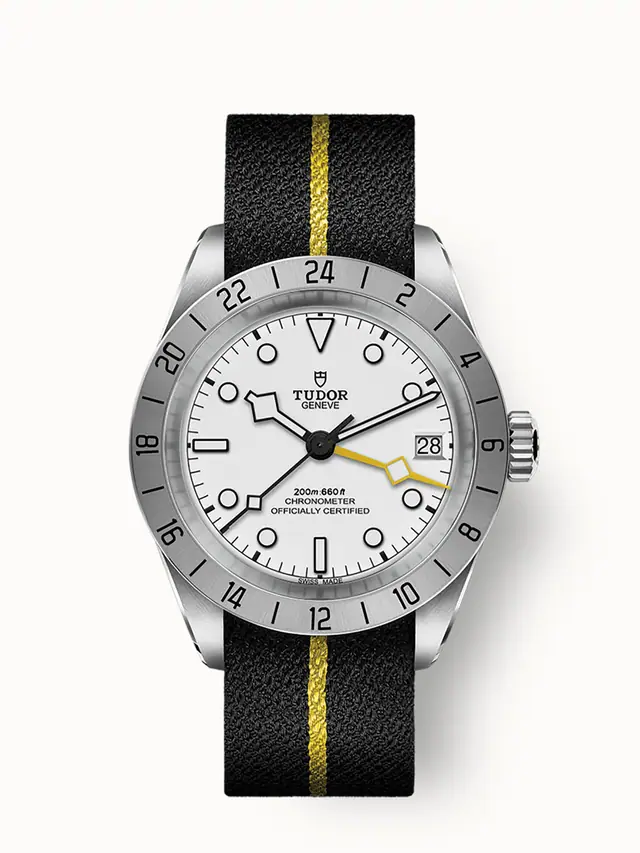 Tudor Black Bay Pro, 39mm steel case, Black fabric strap with yellow band 79470-0005