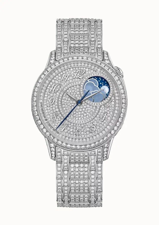 Vacheron Constantin Égérie moon phase jewellery, 8016F/127G-B499 37 mm White Gold
